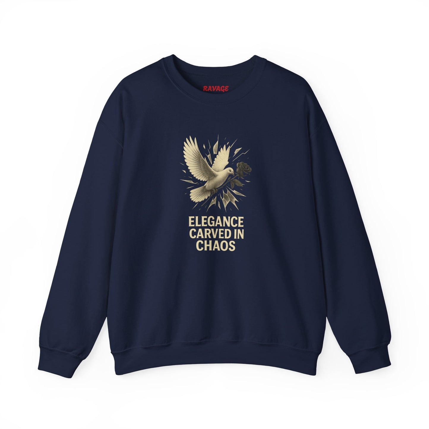 ELEGANCE CARVED IN CHAOS Unisex Crewneck Sweatshirt – Heavy Blend Pullover for Casual Wear | Cozy Streetwear Gift for Her, Feminist Fashion Statement