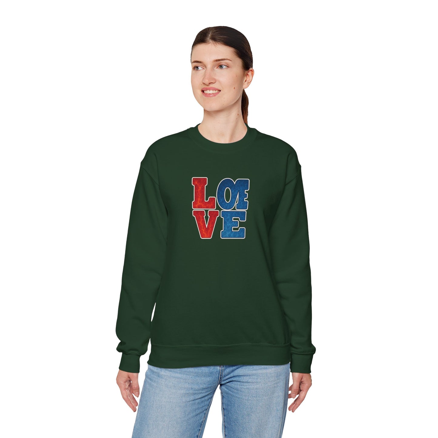 Patriotic Love Sweatshirt | Unisex Crewneck, Cozy Top for Celebrations, Gifts, Independence Day, Casual Style, Everyday Comfort