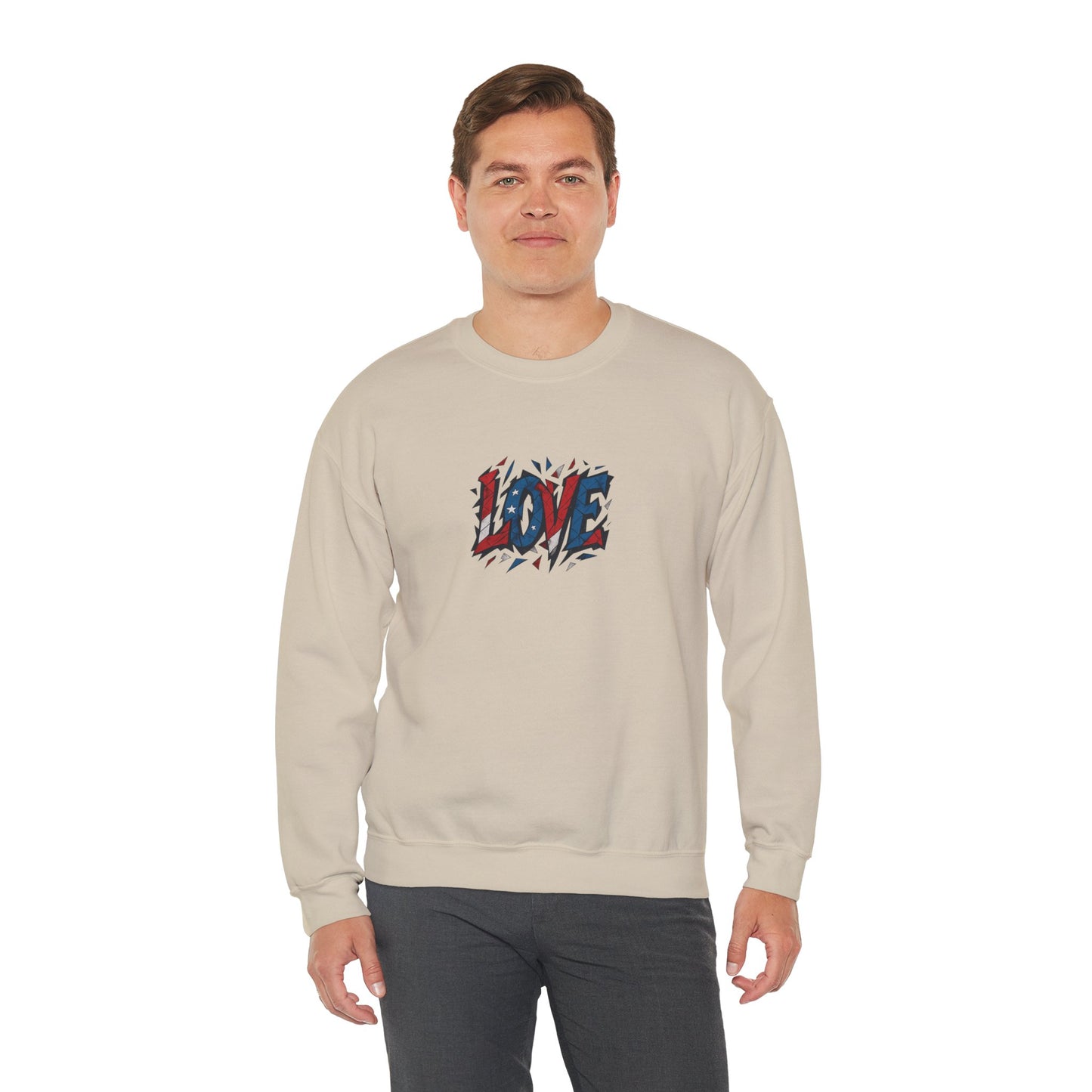 Patriotic Love Sweatshirt | Unisex Crewneck, Cozy Top for Celebrations, Gifts, Independence Day, Casual Style, Everyday Comfort