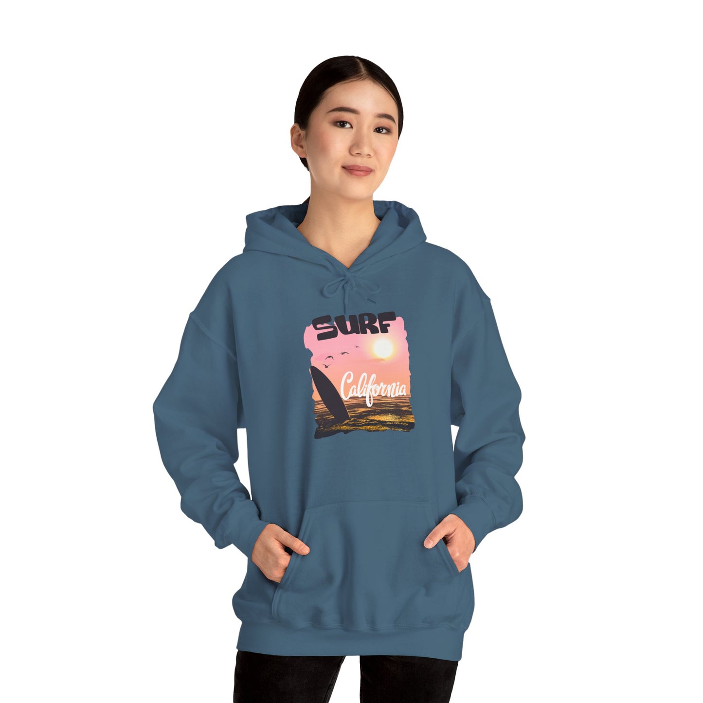 Surf California Hoodie – Relaxed Vibe for Beach Lovers, Perfect for Summer, Gift for Surfers, Comfortable Surfing Apparel, Unisex Sweatshirt