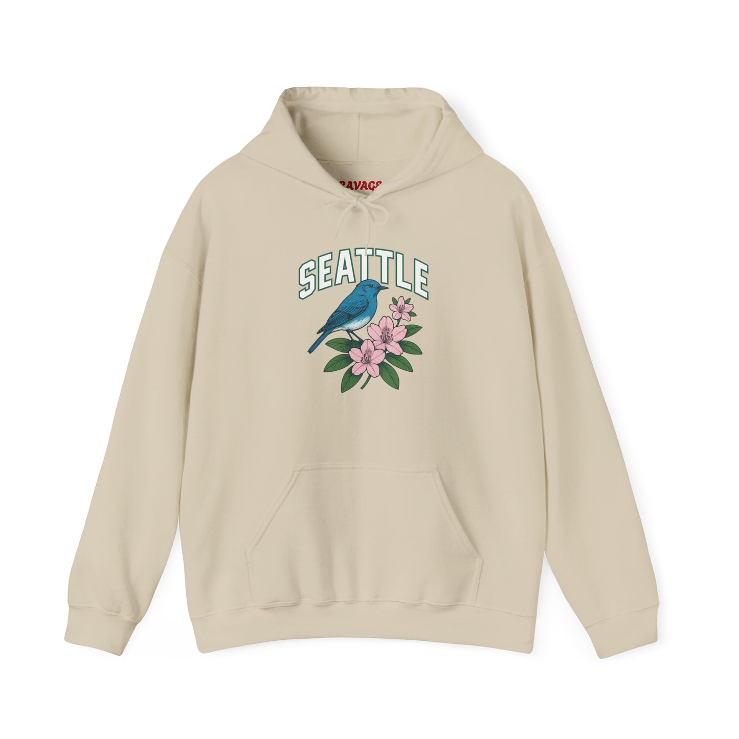 Seattle Bird & Floral Unisex Hoodie, Cozy Sweatshirt, Gift for Nature Lovers, Casual Wear, Travel Souvenir, Relaxed Style