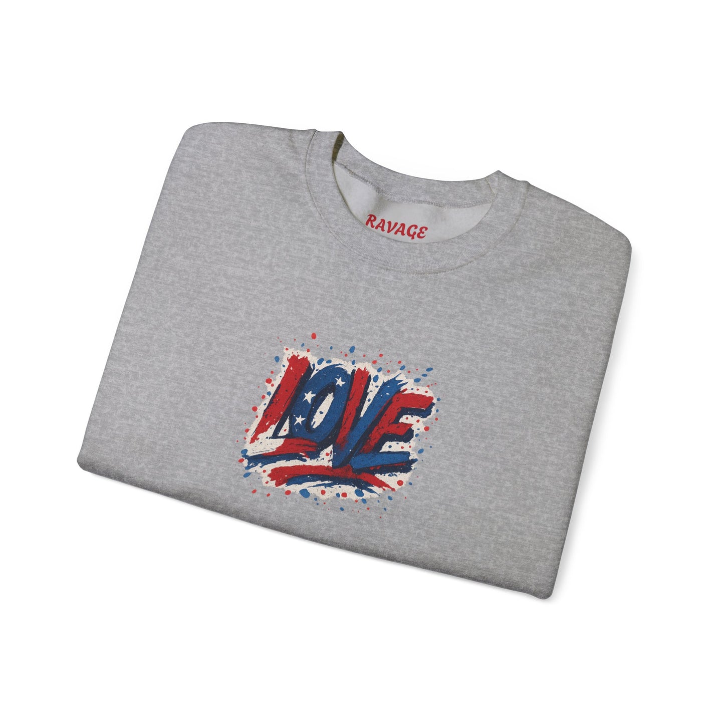 Patriotic Love Sweatshirt | Unisex Crewneck, Cozy Top for Celebrations, Gifts, Independence Day, Casual Style, Everyday Comfort
