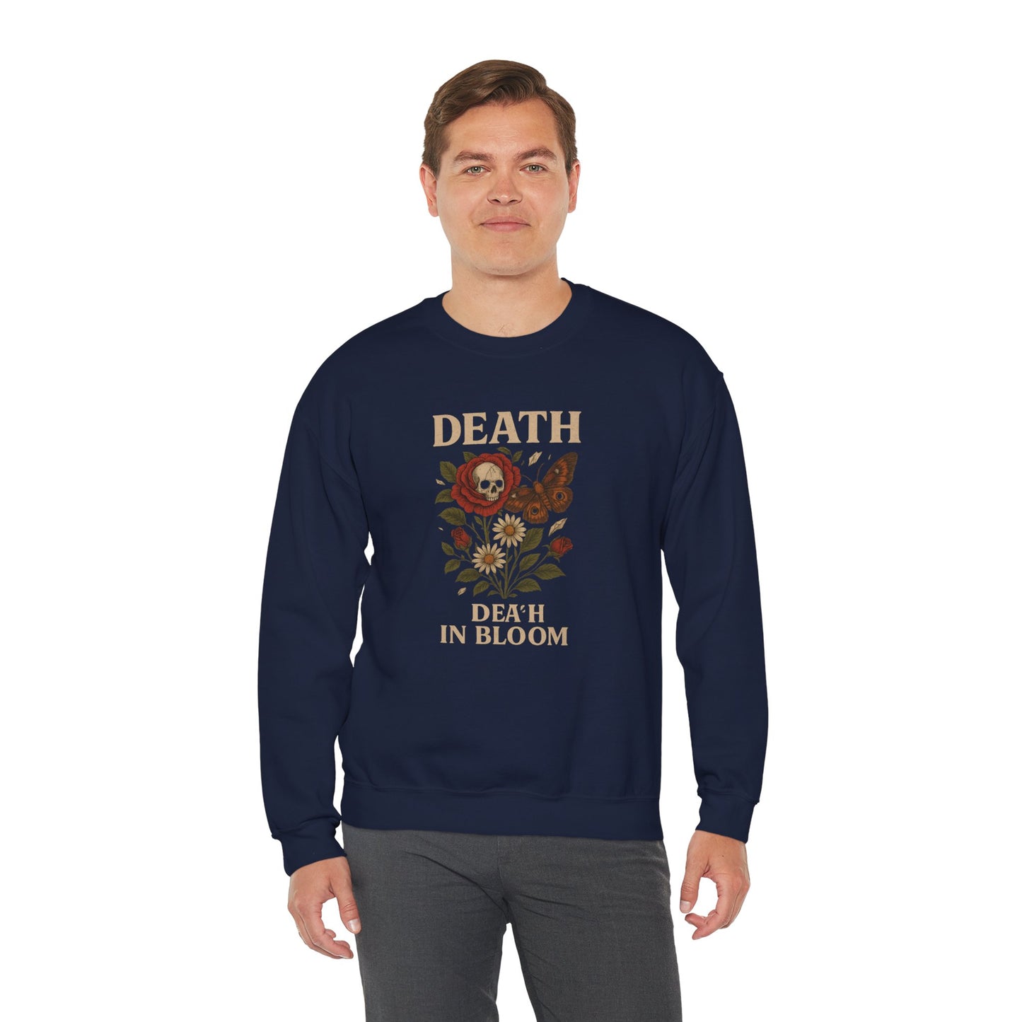 DEATH IN BLOOM Unisex Crewneck Sweatshirt – Heavy Blend Pullover for Casual Wear | Cozy Streetwear Gift for Her, Feminist Fashion Statement