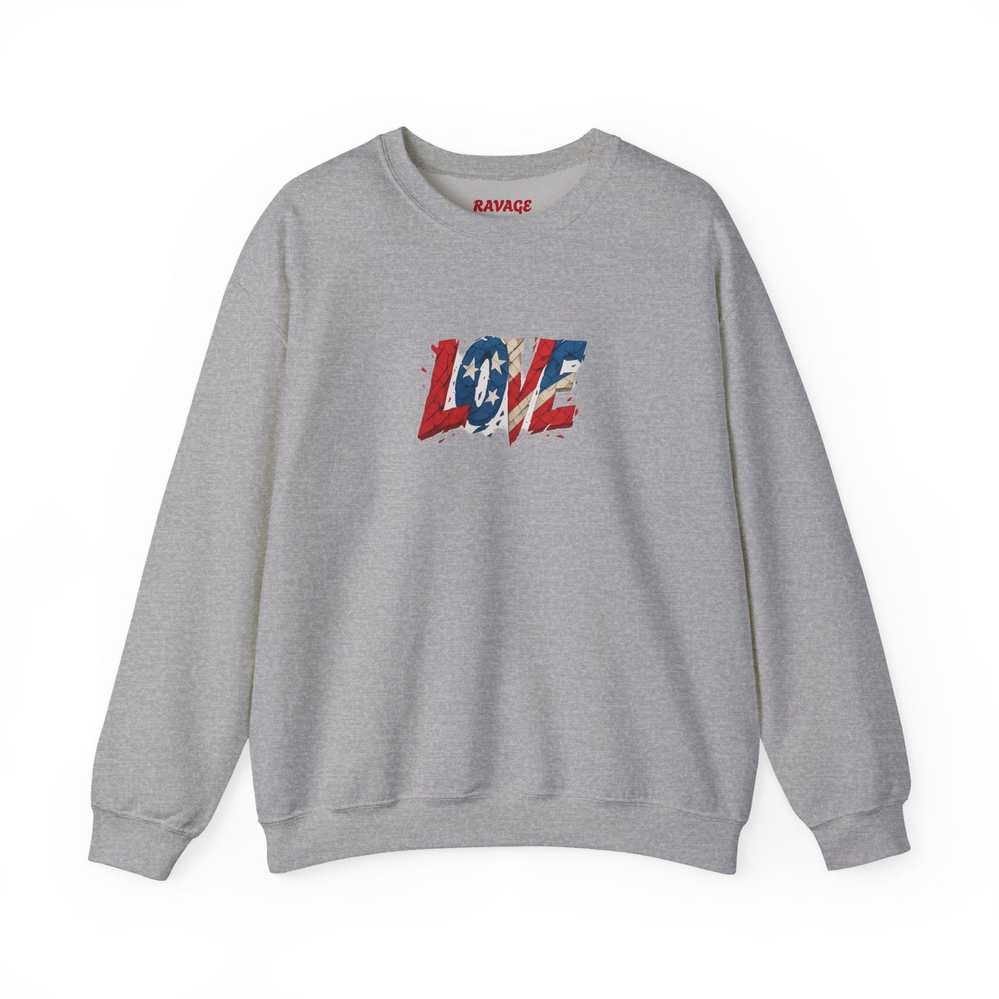 Patriotic Love Sweatshirt | Unisex Crewneck, Cozy Top for Celebrations, Gifts, Independence Day, Casual Style, Everyday Comfort