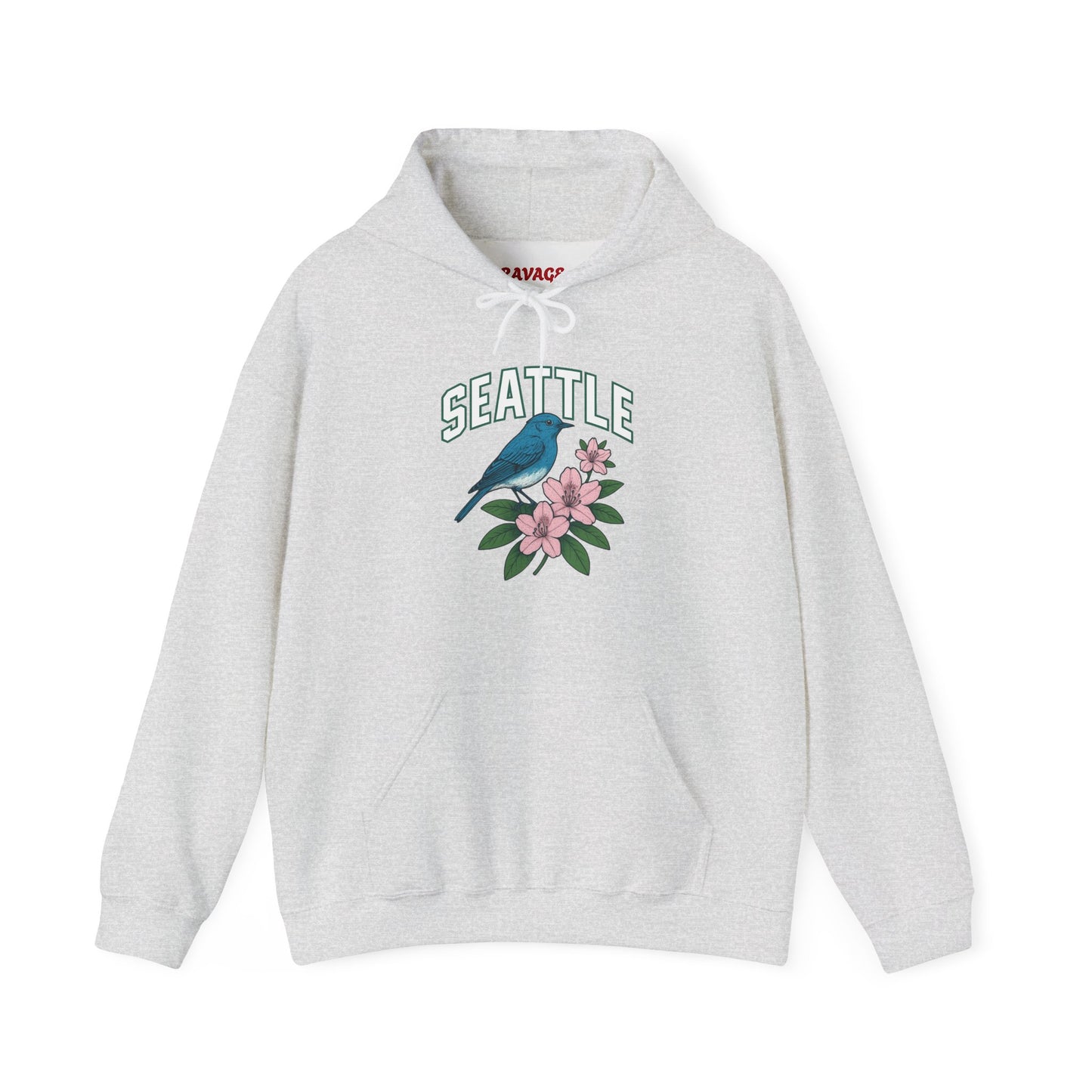 Seattle Bird & Floral Unisex Hoodie, Cozy Sweatshirt, Gift for Nature Lovers, Casual Wear, Travel Souvenir, Relaxed Style