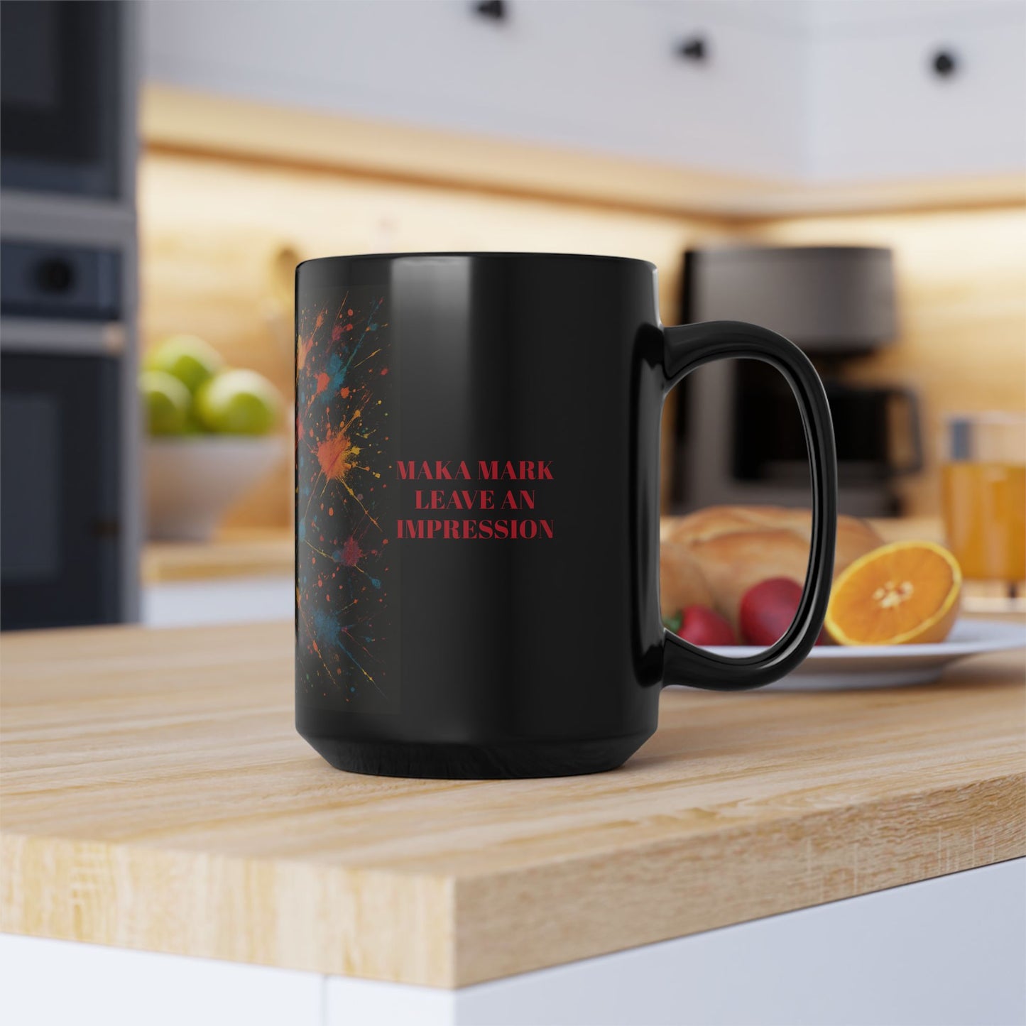 ART OF IMPACT Colorful Splash Inspiration Mug, Artistic Coffee Cup, Unique Art Print