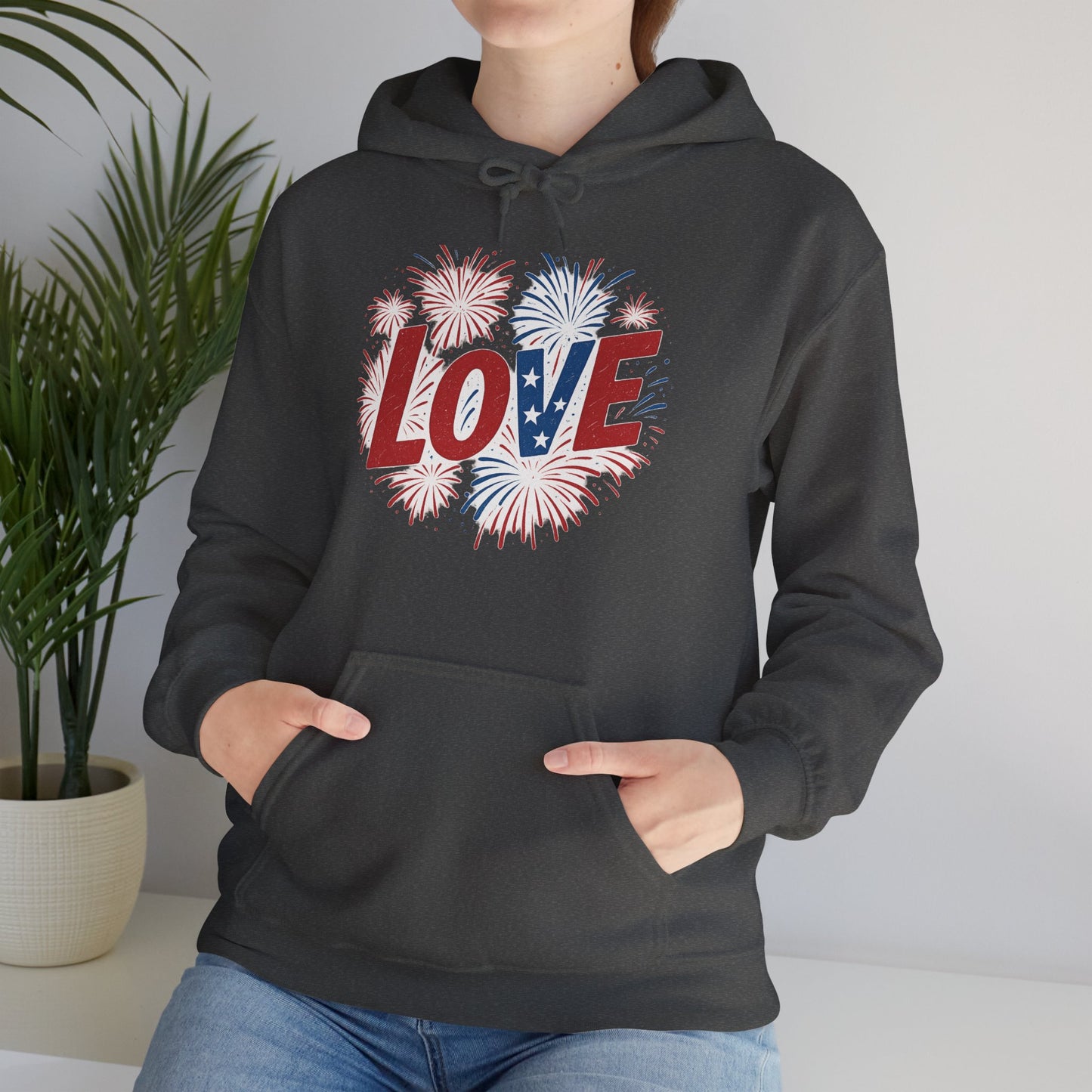 Unisex Hooded Sweatshirt with 'LOVE' Design - Cozy Gift for Friends, Valentine's Day, Casual Wear, Relaxation, Everyday Use