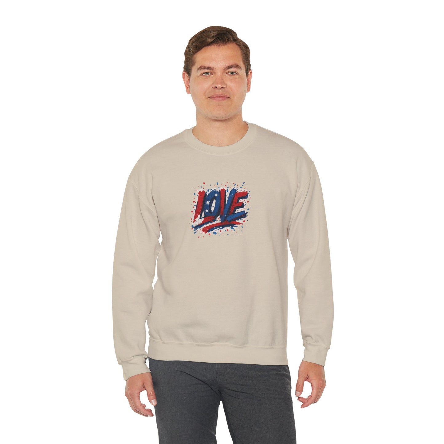 Patriotic Love Sweatshirt | Unisex Crewneck, Cozy Top for Celebrations, Gifts, Independence Day, Casual Style, Everyday Comfort