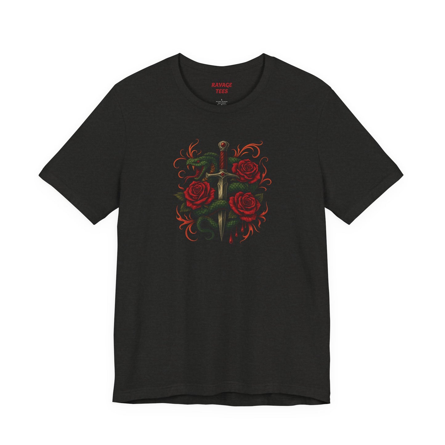 Edgy Rose Design Tee, Casual Wear, Gift for Music Lovers, Streetwear, Graphic Shirt, Vintage Style
