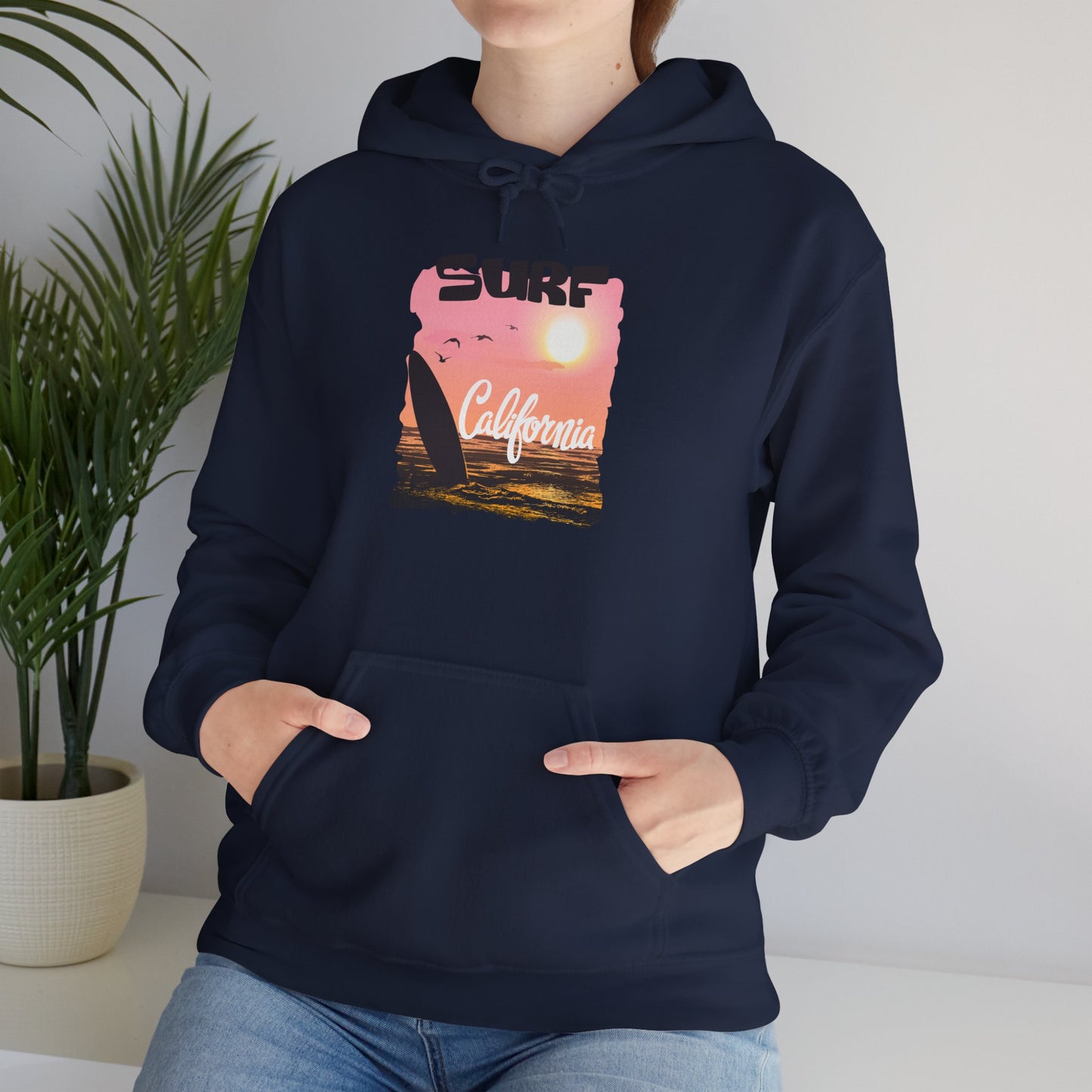 Surf California Hoodie – Relaxed Vibe for Beach Lovers, Perfect for Summer, Gift for Surfers, Comfortable Surfing Apparel, Unisex Sweatshirt