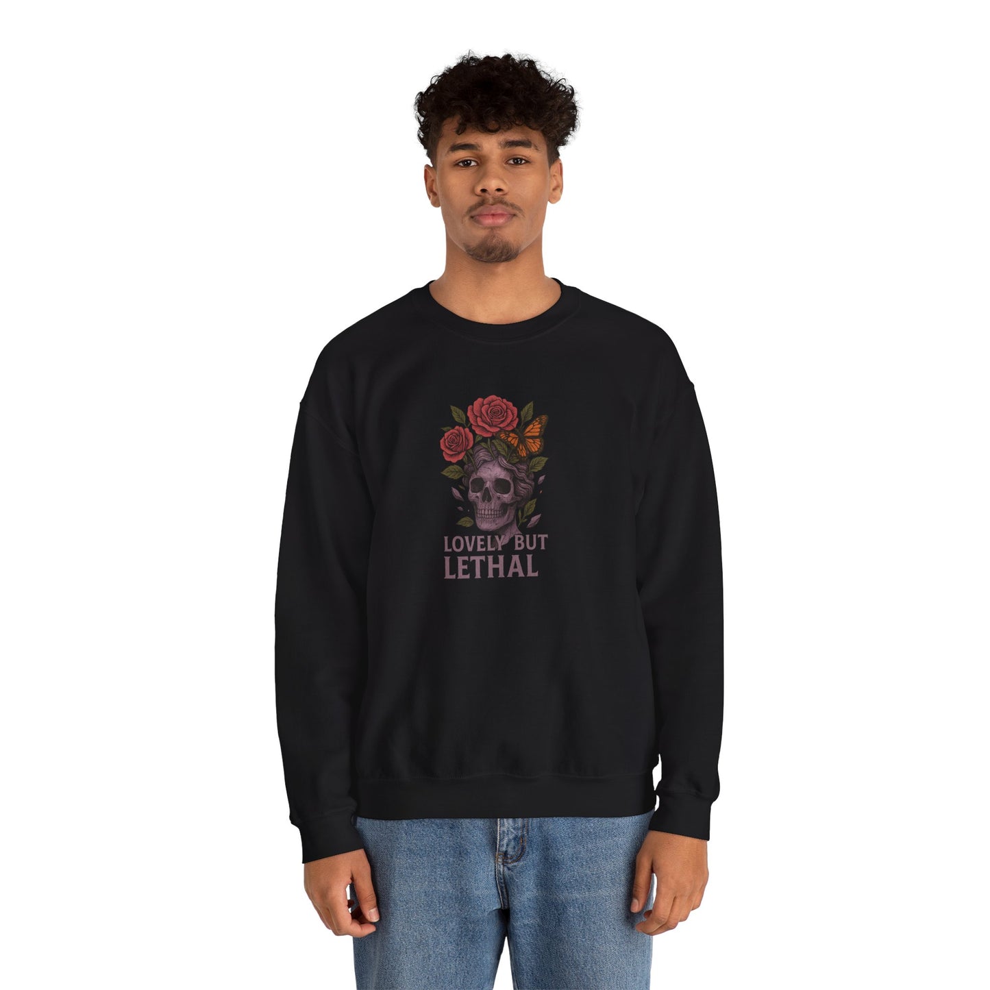 LOVELY BUT LETHAL Unisex Crewneck Sweatshirt – Heavy Blend Pullover for Casual Wear | Cozy Streetwear Gift for Her, Feminist Fashion Statement