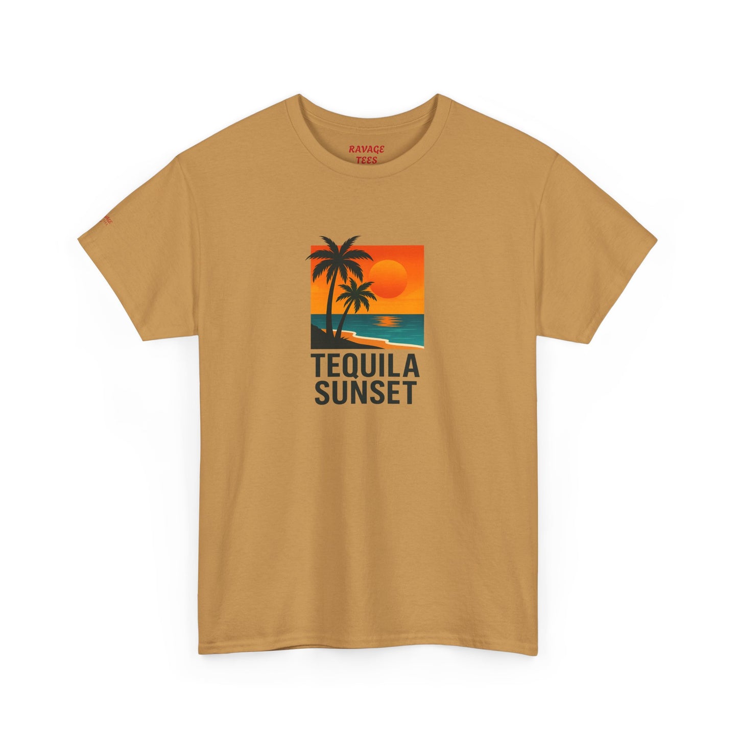 Tequila Sunset Unisex Heavy Cotton Tee | Beachwear, Vacation Shirt, Tropical Vibes