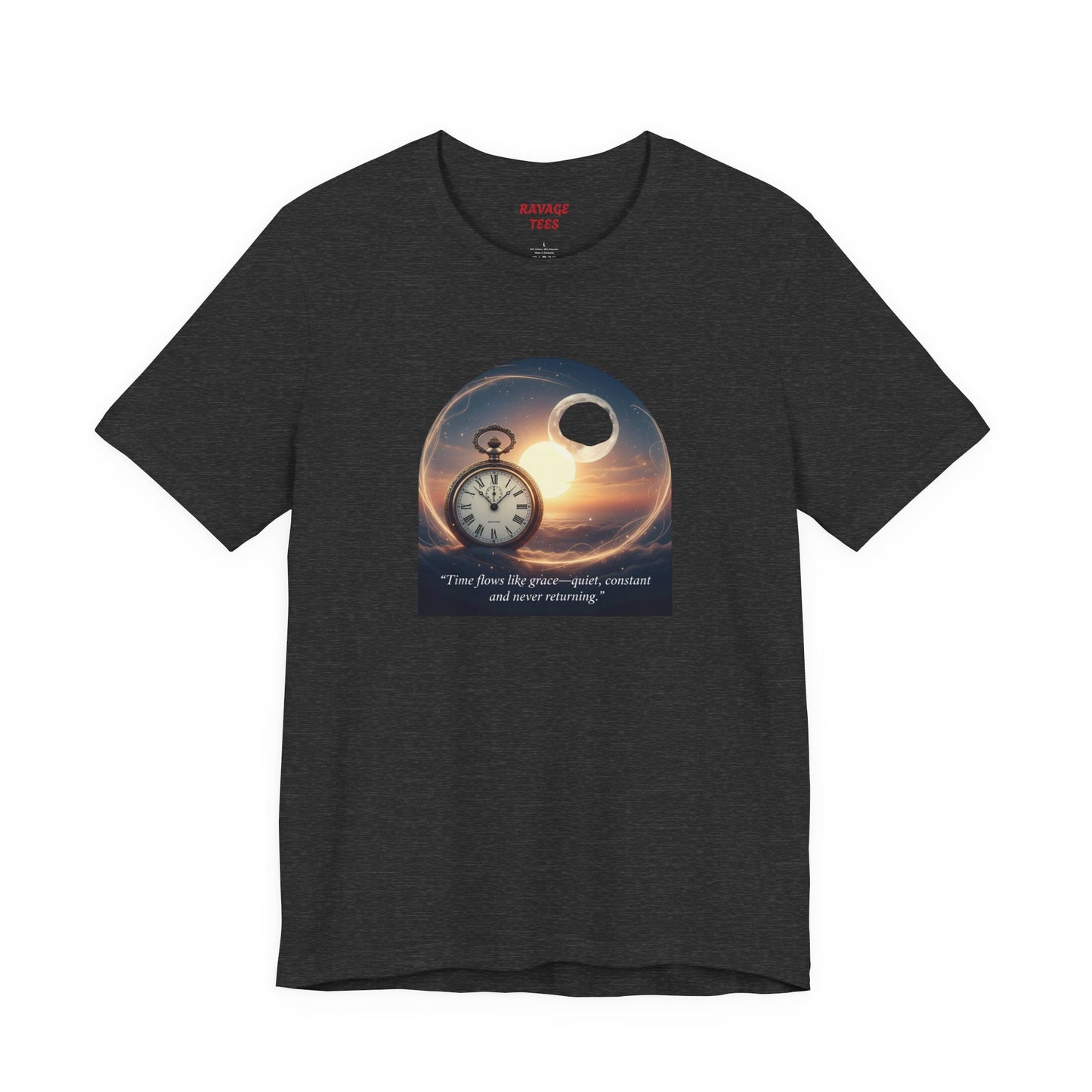 Time Flows Like Grace Cosmic Time Short Sleeve Tee, Celestial T-Shirt, Space Lover Gift, Astrology Shirt, Motivational Tee, Moon Phase Apparel