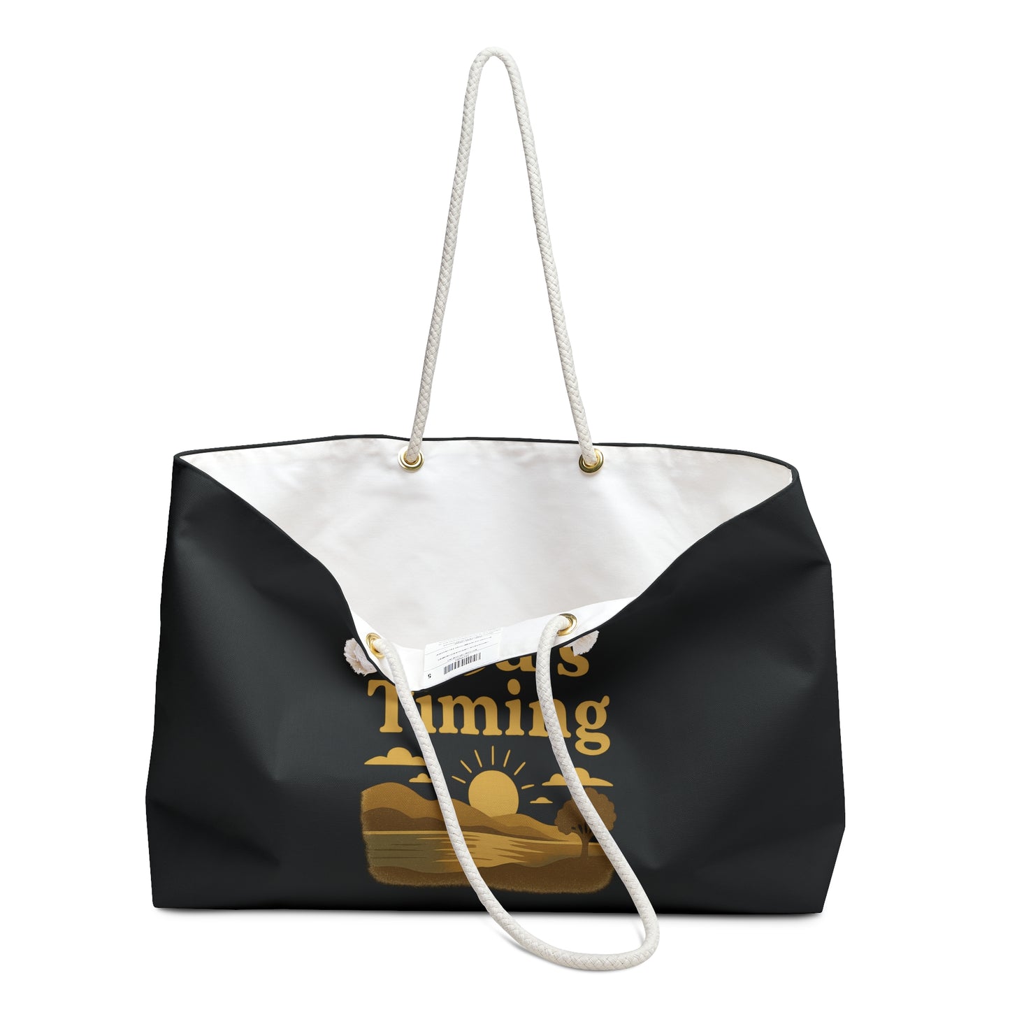 Stylish Weekender Bag - Trust God's Timing, Travel Tote, Beach Bag, Overnight Bag, Gift for Travelers
