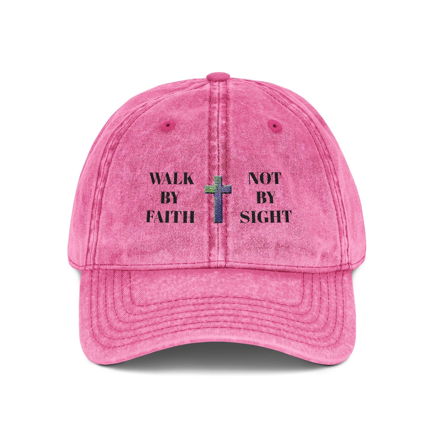 WALK BY FAITH NOT BY SIGHT--Vintage Faith Cap - Embroidered Hat, Christian Gift, Inspirational Apparel, Faith-Based Accessory, Religious Headwear