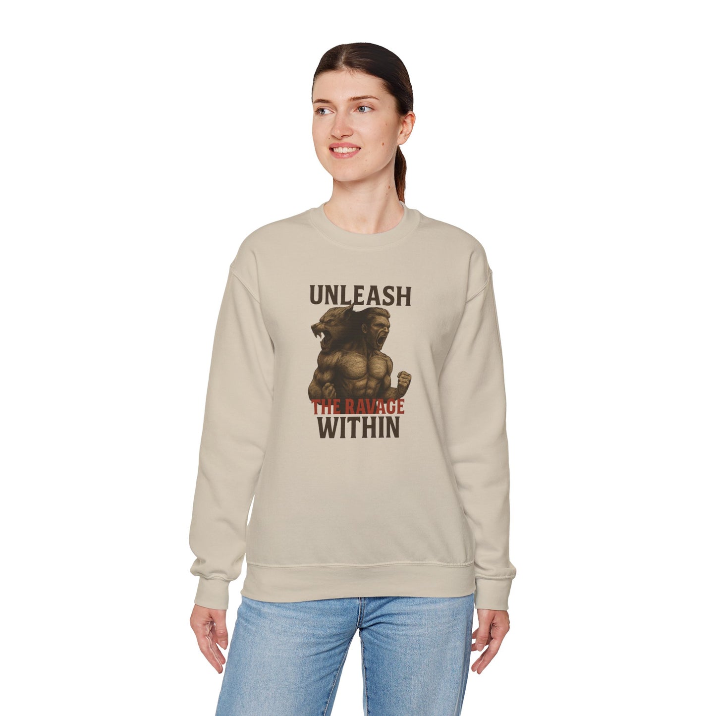 Unleash the Ravage Within – Unisex French Terry Sweatshirt, Cozy Fall Casual Wear, Gamer Gift, Comfortable Everyday Apparel