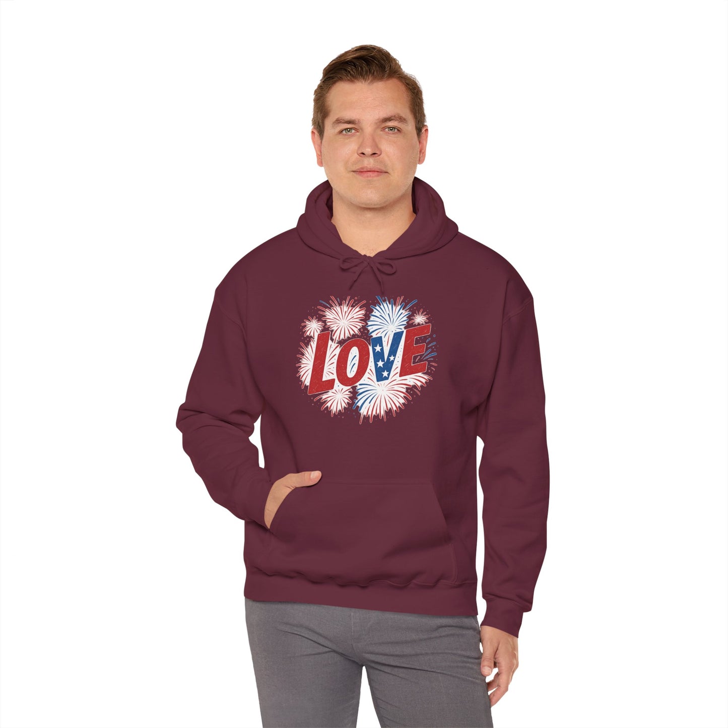 Unisex Hooded Sweatshirt with 'LOVE' Design - Cozy Gift for Friends, Valentine's Day, Casual Wear, Relaxation, Everyday Use