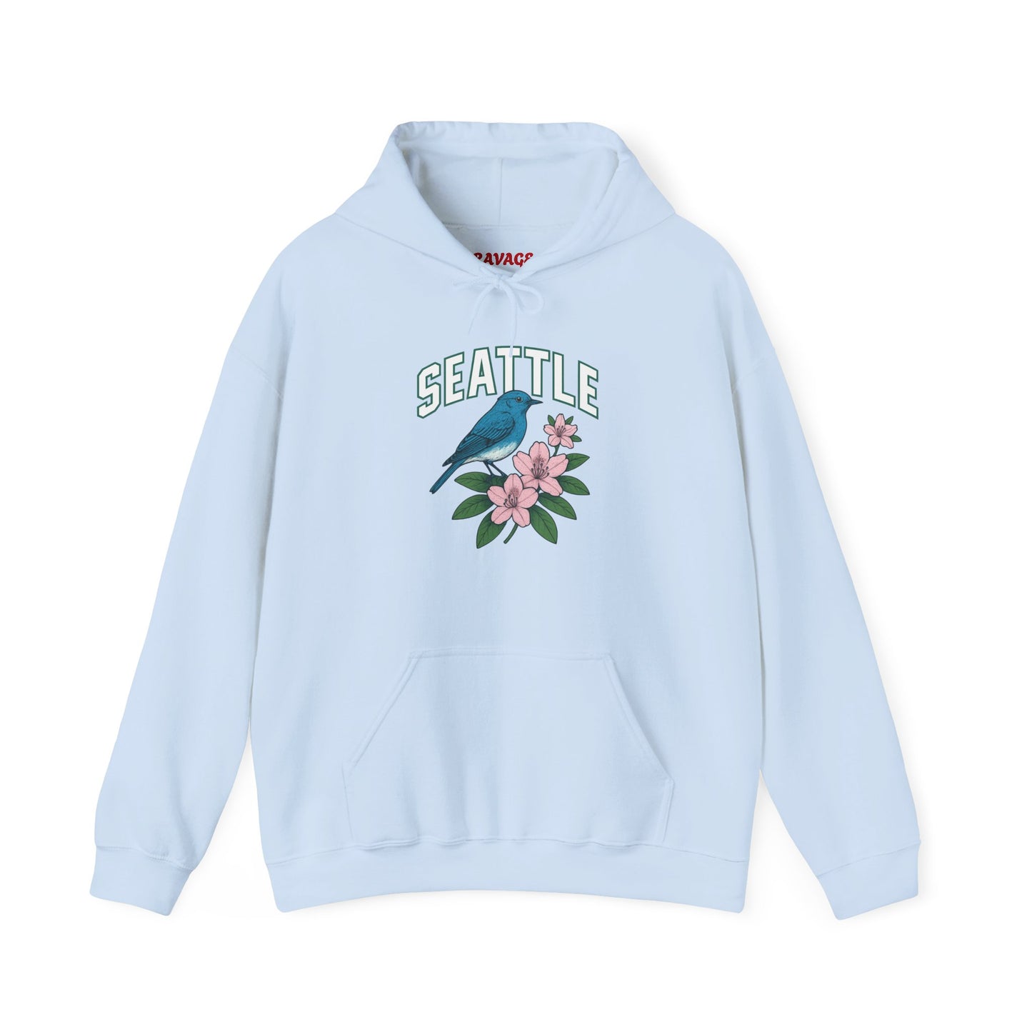Seattle Bird & Floral Unisex Hoodie, Cozy Sweatshirt, Gift for Nature Lovers, Casual Wear, Travel Souvenir, Relaxed Style