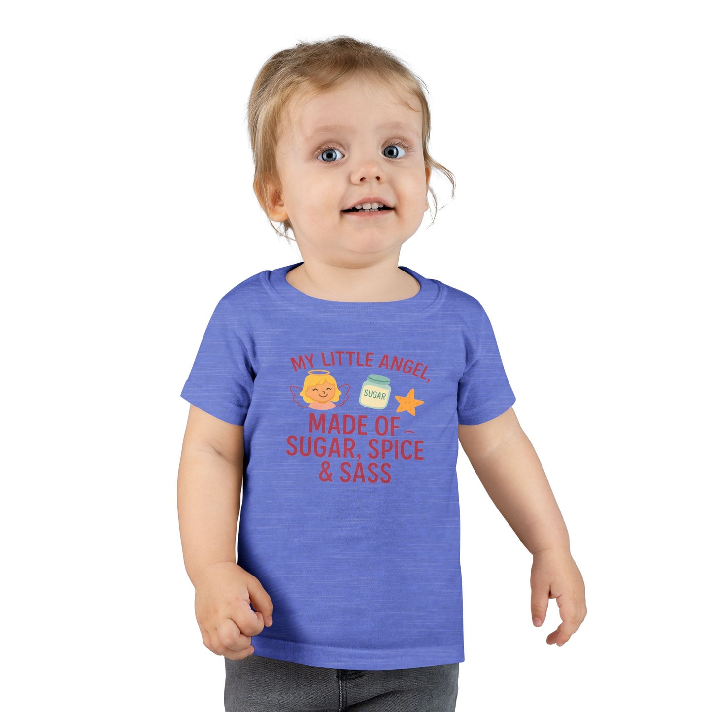 Toddler T-Shirt - My Little Angel - Made of Sugar, Spice & Sass - Cute Gift for Birthday, Baby Shower, Toddler Playdates, Everyday Wear