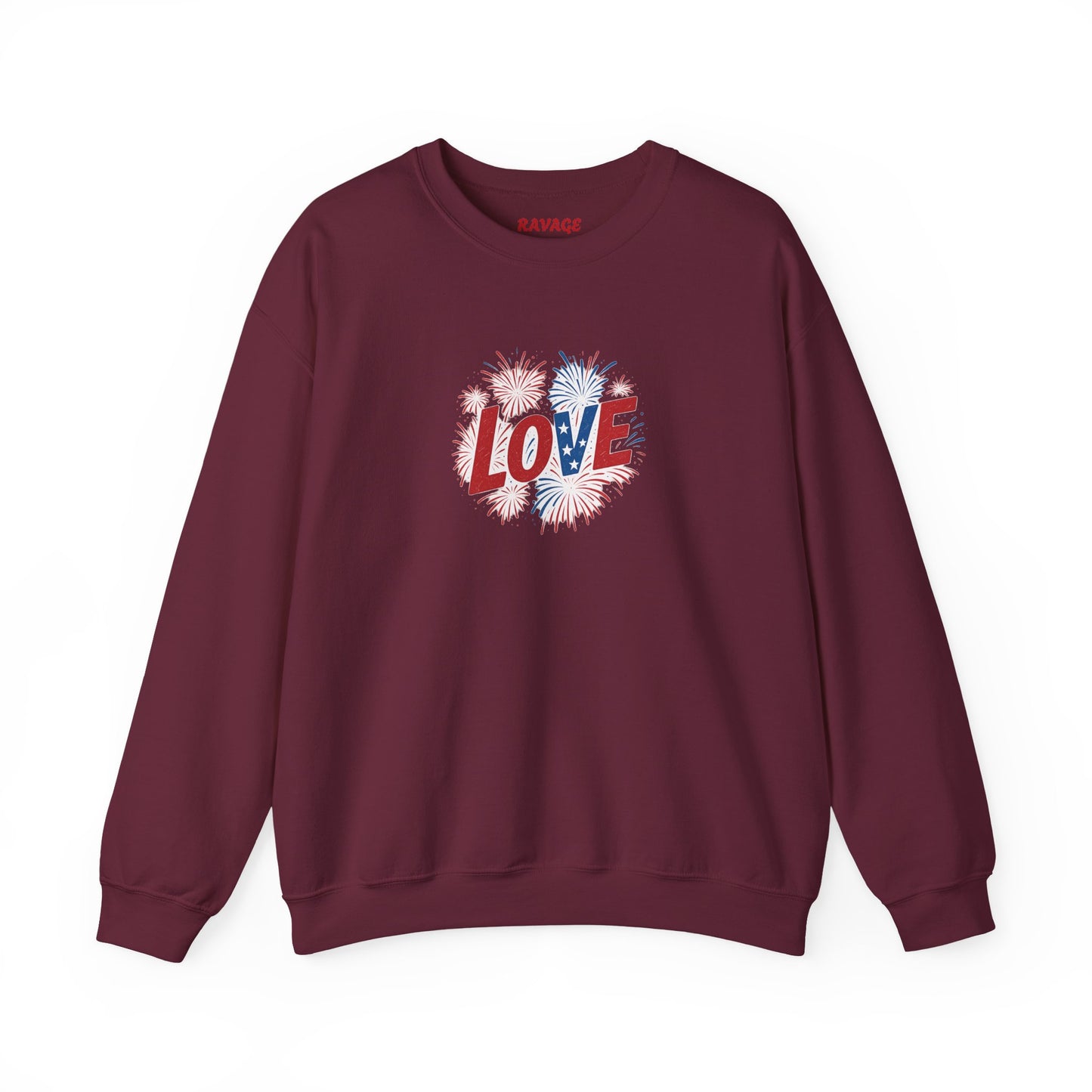 Patriotic Love Sweatshirt | Unisex Crewneck, Cozy Top for Celebrations, Gifts, Independence Day, Casual Style, Everyday Comfort