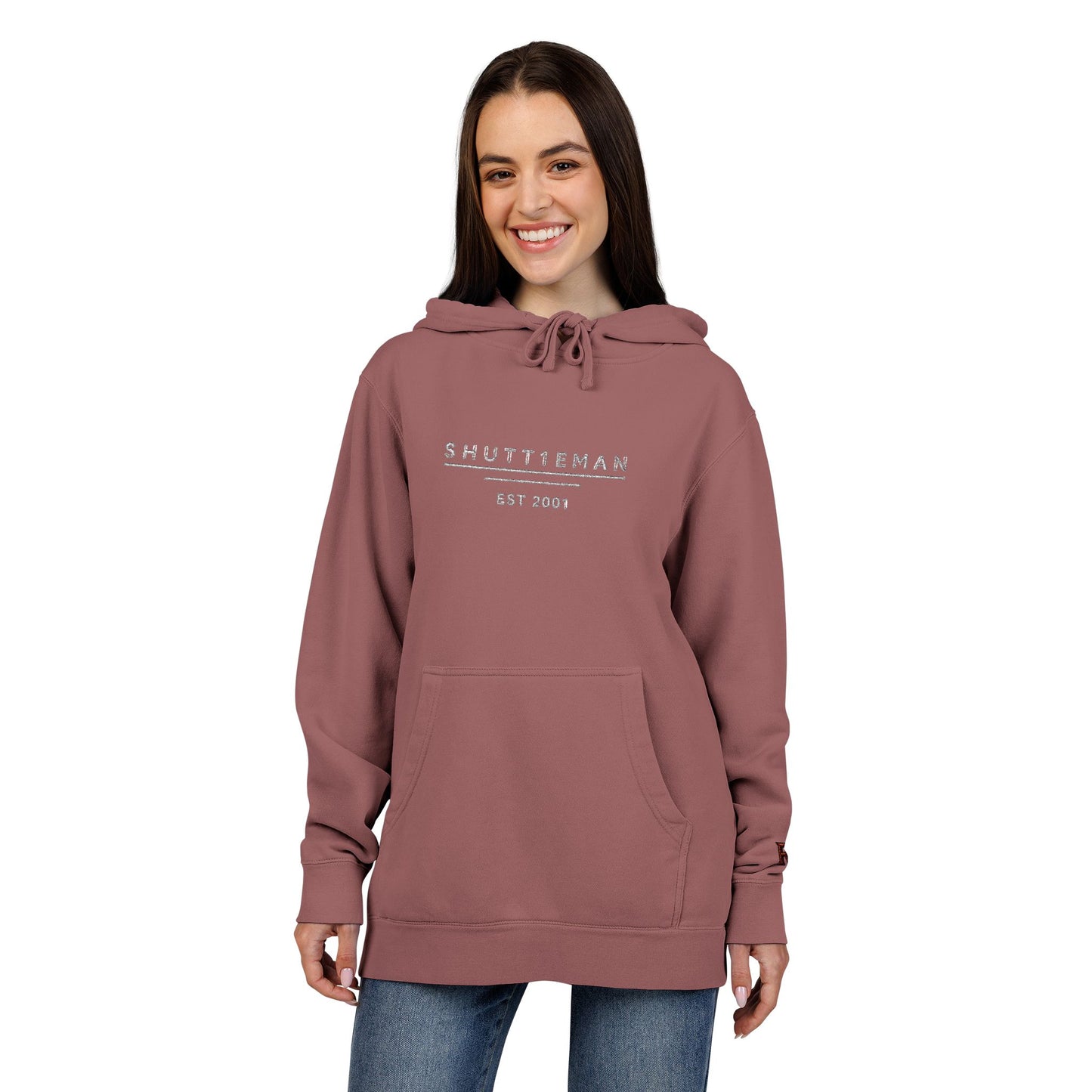 Shutt1eman Embroided Vintage Pigment Black-Dyed Hoodie