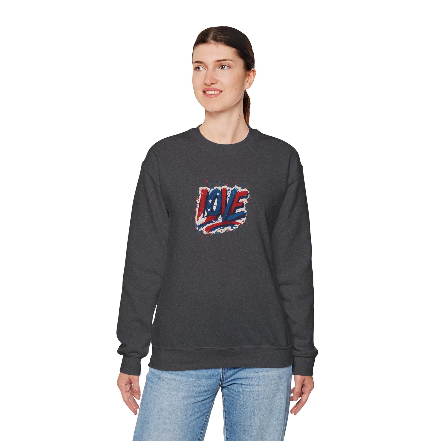 Patriotic Love Sweatshirt | Unisex Crewneck, Cozy Top for Celebrations, Gifts, Independence Day, Casual Style, Everyday Comfort
