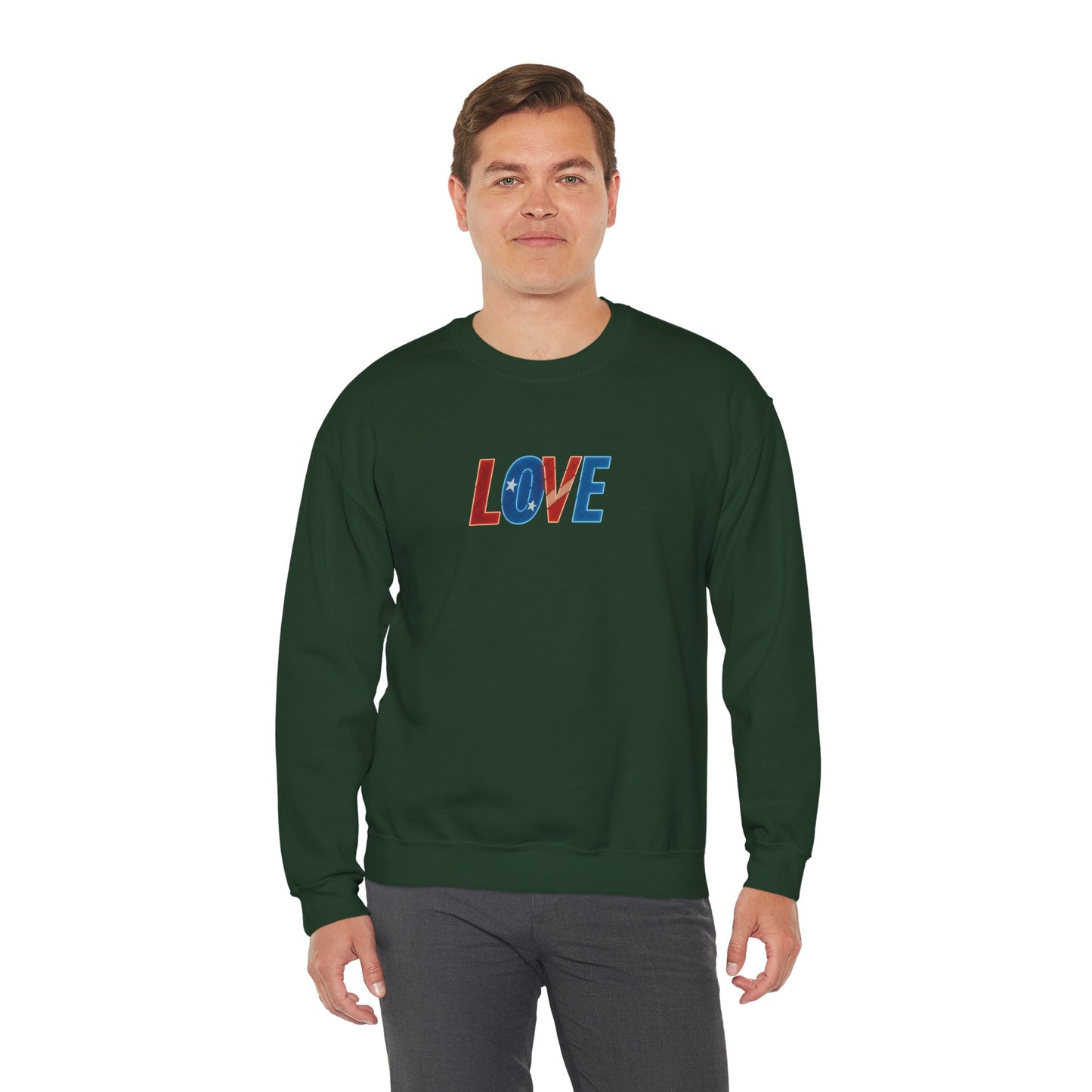 Patriotic Love Sweatshirt | Unisex Crewneck, Cozy Top for Celebrations, Gifts, Independence Day, Casual Style, Everyday Comfort