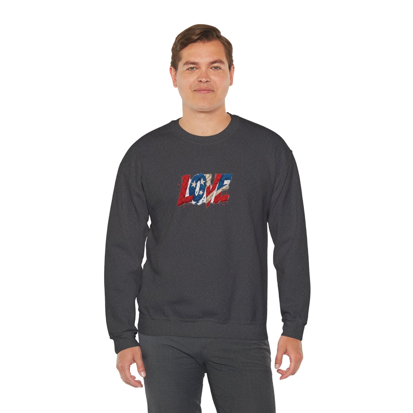 Patriotic Love Sweatshirt | Unisex Crewneck, Cozy Top for Celebrations, Gifts, Independence Day, Casual Style, Everyday Comfort