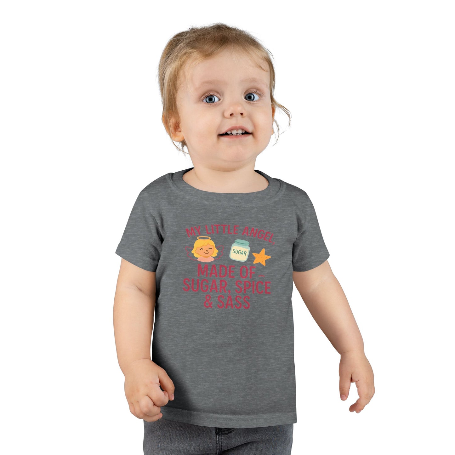 Toddler T-Shirt - My Little Angel - Made of Sugar, Spice & Sass - Cute Gift for Birthday, Baby Shower, Toddler Playdates, Everyday Wear