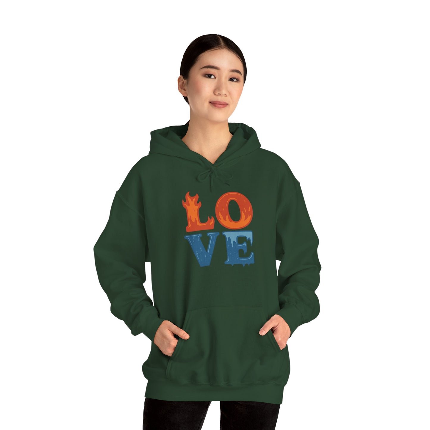 Unisex Hooded Sweatshirt with 'LOVE' Design - Cozy Gift for Friends, Valentine's Day, Casual Wear, Relaxation, Everyday Use