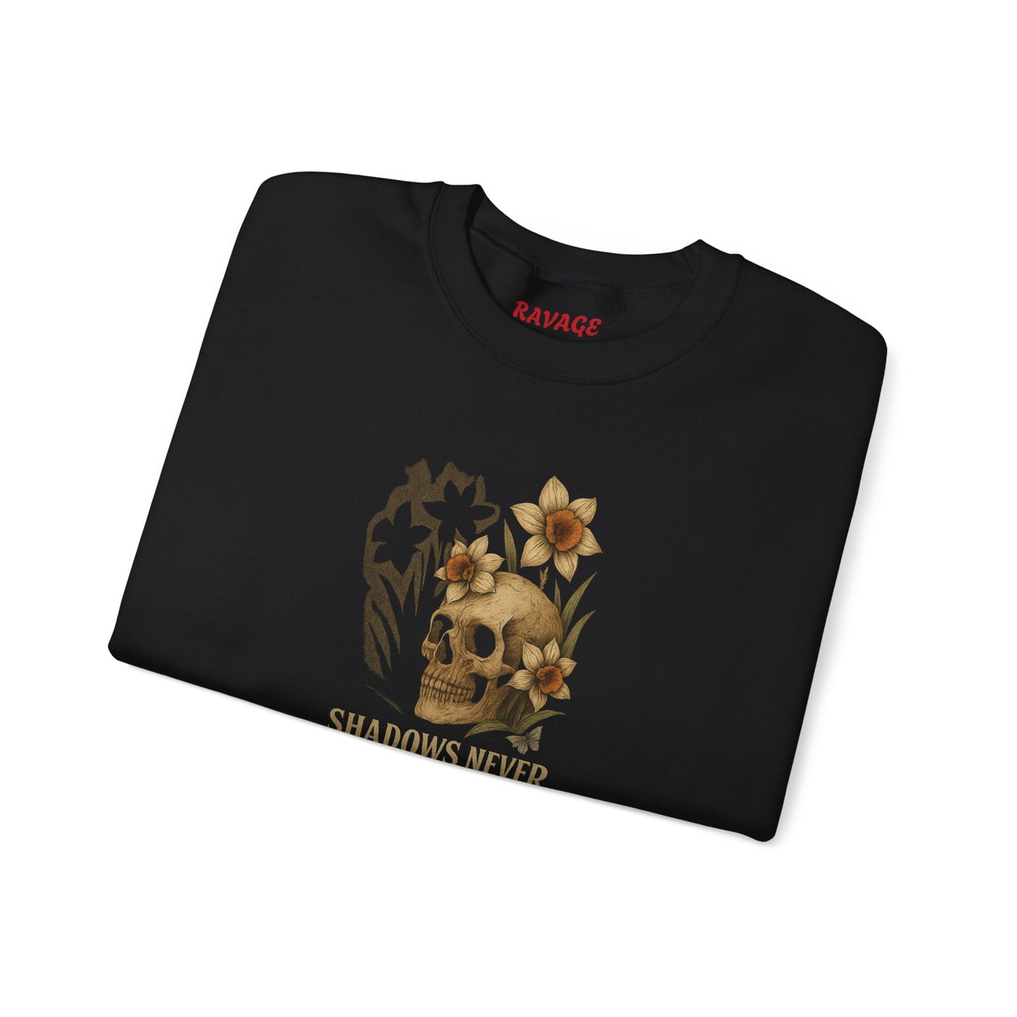 SHADOWS NEVER KILL THE FLOWERS Unisex Crewneck Sweatshirt – Heavy Blend Pullover for Casual Wear | Cozy Streetwear Gift for Her, Feminist Fashion Statement