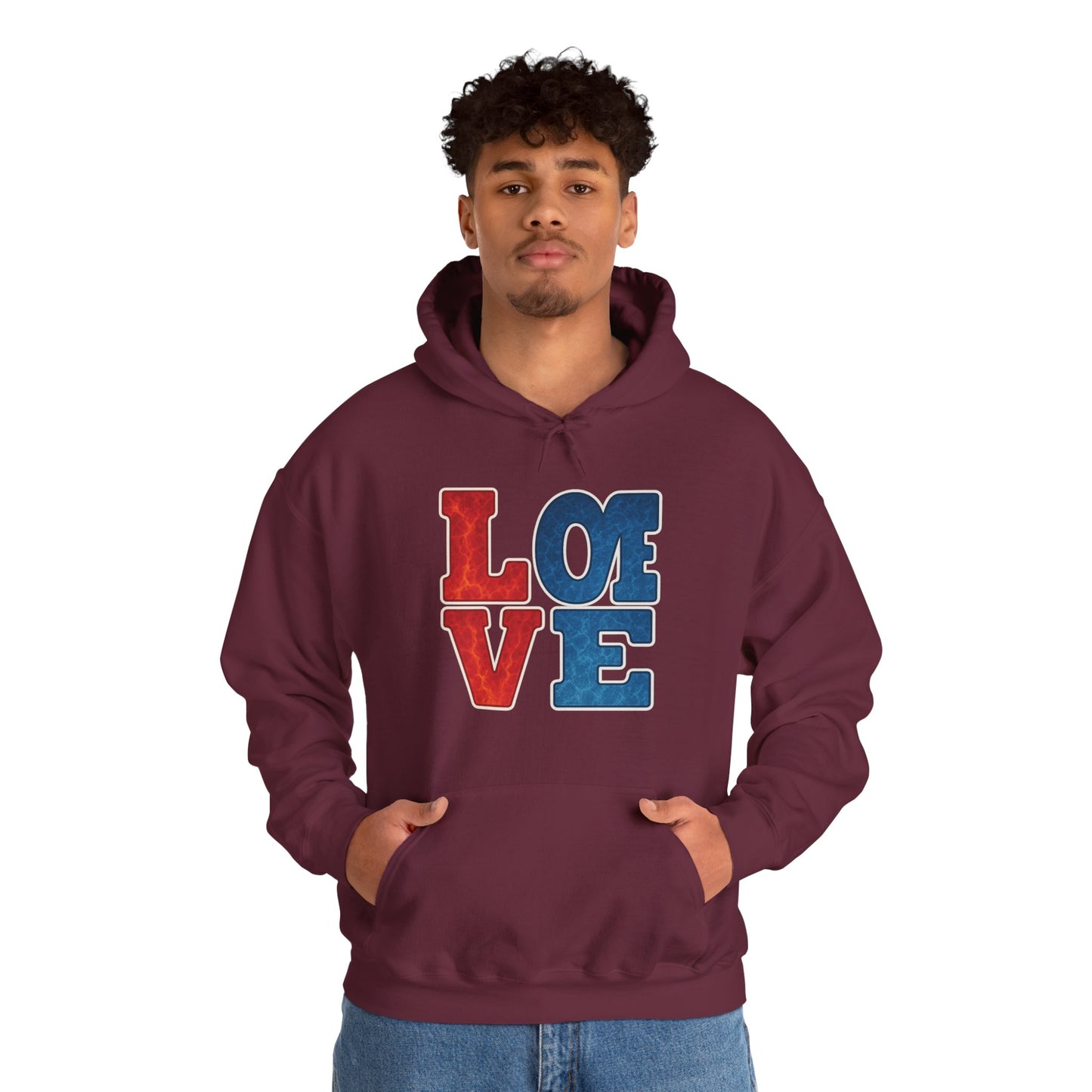 Unisex Hooded Sweatshirt with 'LOVE' Design - Cozy Gift for Friends, Valentine's Day, Casual Wear, Relaxation, Everyday Use