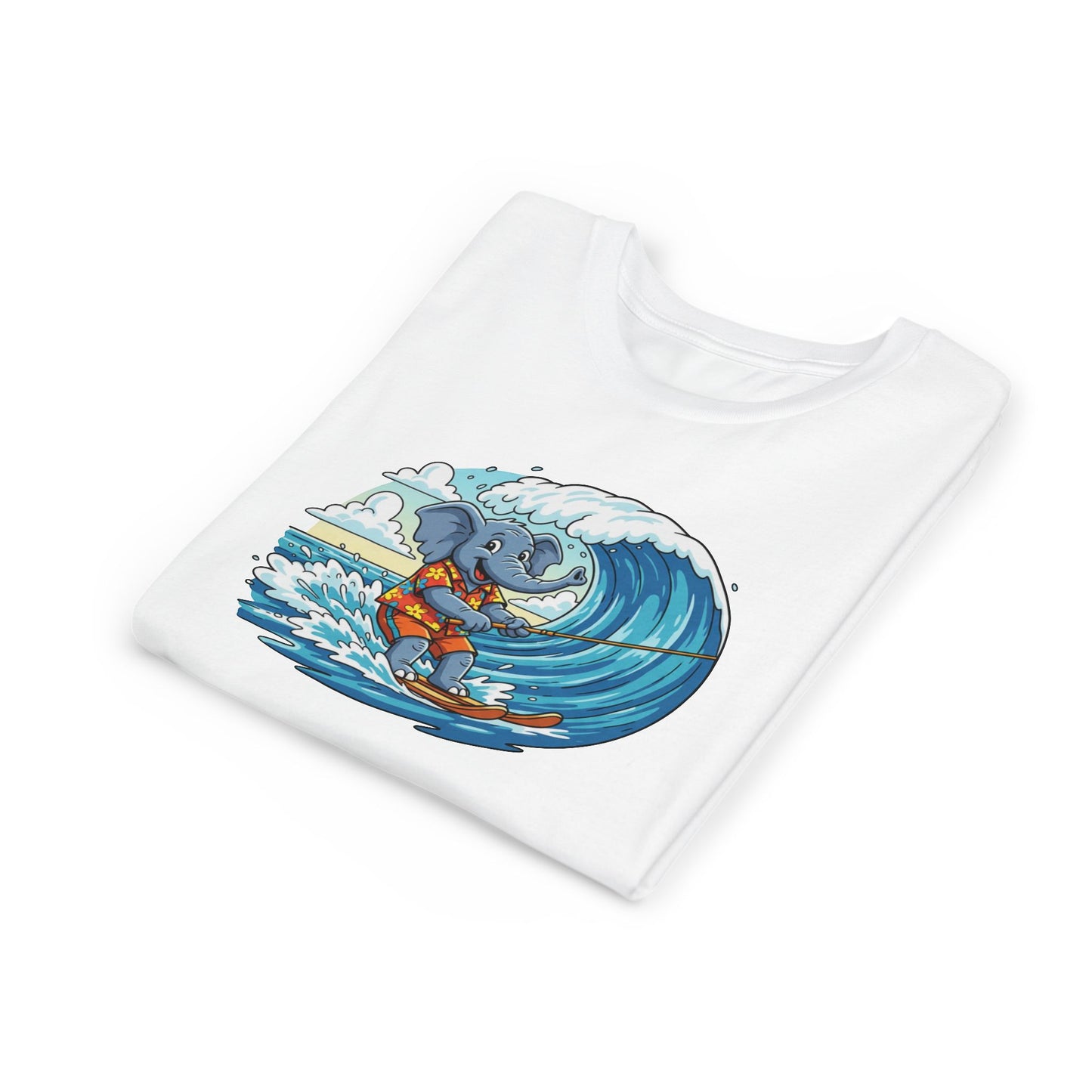 Youth Tee - Elephant Skiing Tee for Kids, Birthday Present, Animal Lovers Shirt, Playful Kids Shirt