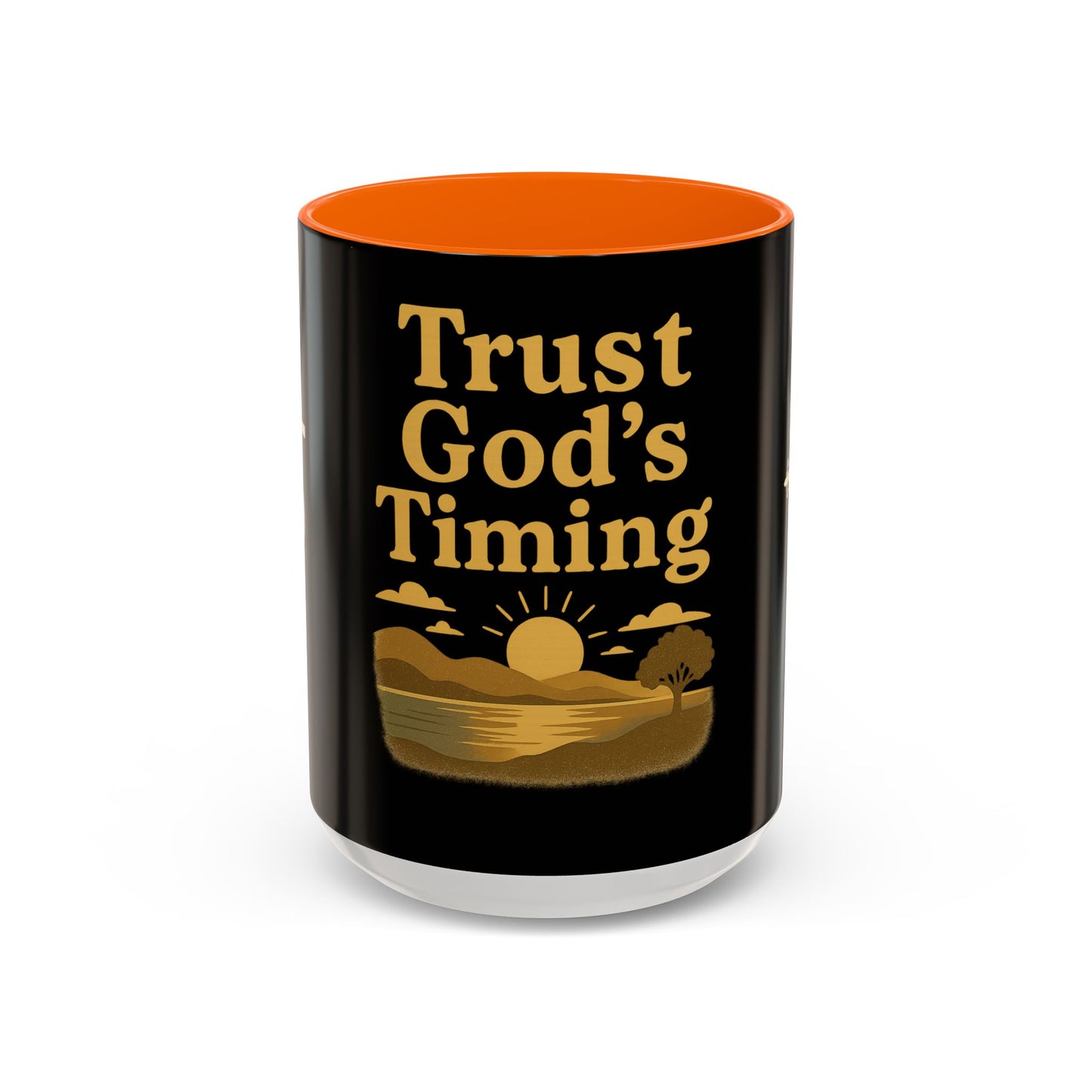Trust God's Timing Christian Coffee Mug – Inspirational Accent Cup (11oz & 15oz), Faith-Based Gift for Coffee & Tea Lovers