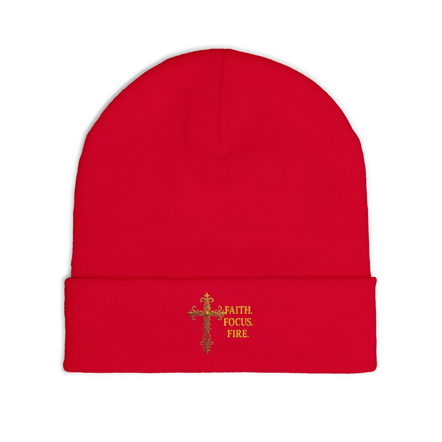 Embroidered Faith Beanie - Cozy Knit Hat for Winter, Inspirational Accessory, Unisex, Gift for Believers, Fashionable Headwear