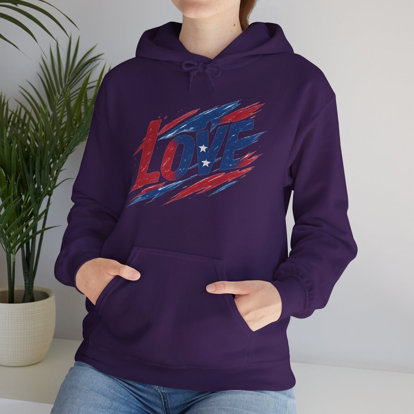 Unisex Hooded Sweatshirt with 'LOVE' Design - Cozy Gift for Friends, Valentine's Day, Casual Wear, Relaxation, Everyday Use