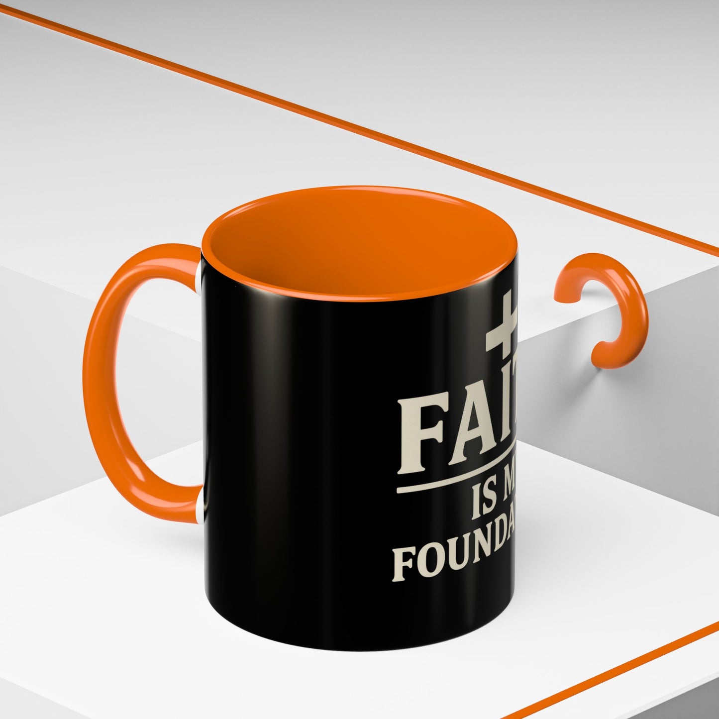 Faith Is My Foundation Accent Coffee Mug | Inspirational Christian Ceramic Cup | 11oz & 15oz
