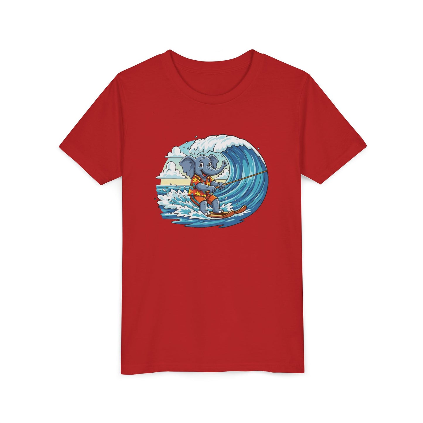 Youth Tee - Elephant Skiing Tee for Kids, Birthday Present, Animal Lovers Shirt, Playful Kids Shirt