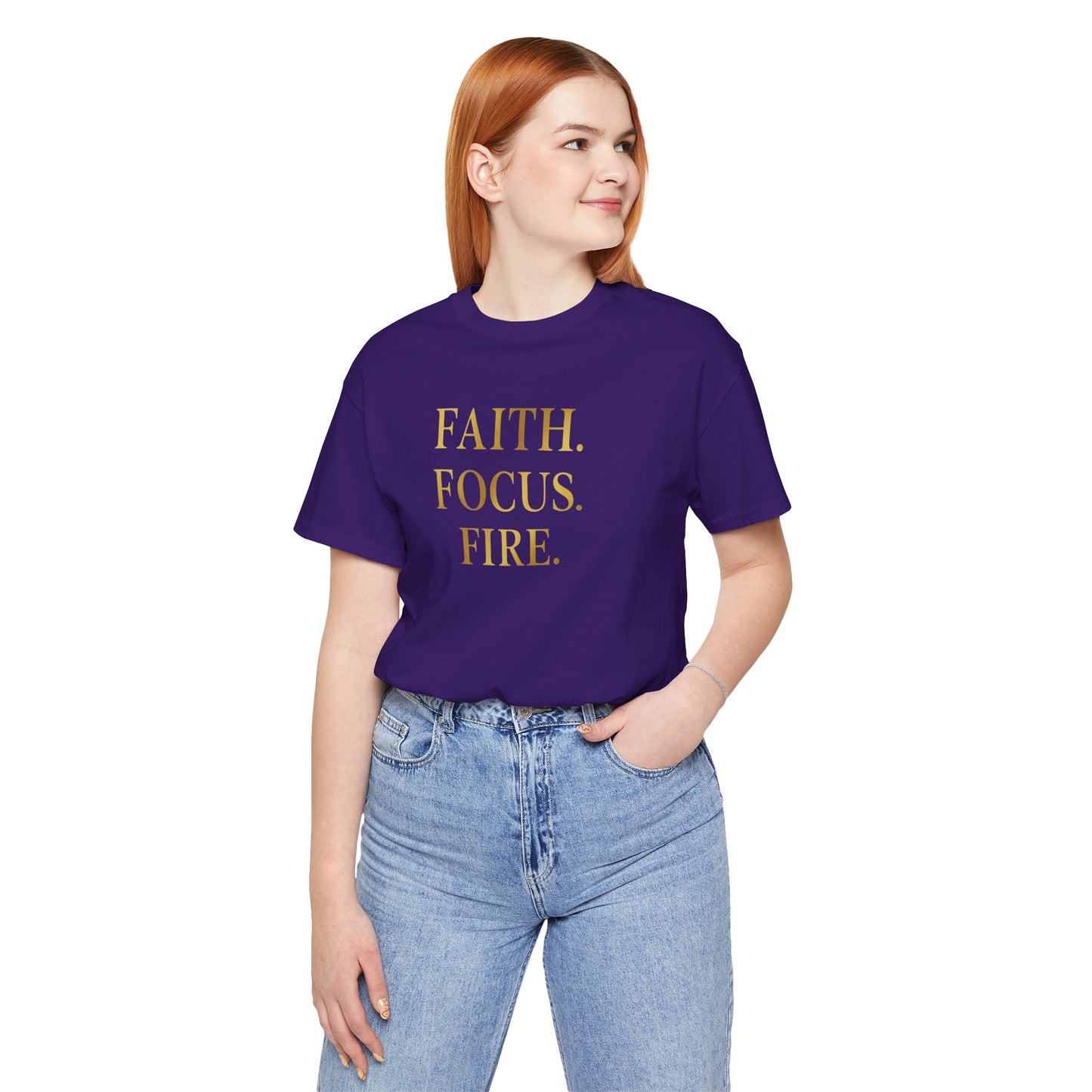 Faith Focus Fire T-Shirt | Inspirational Christian Apparel, Motivational Unisex Tee, Casual Everyday Wear, Holiday & Celebration Gift
