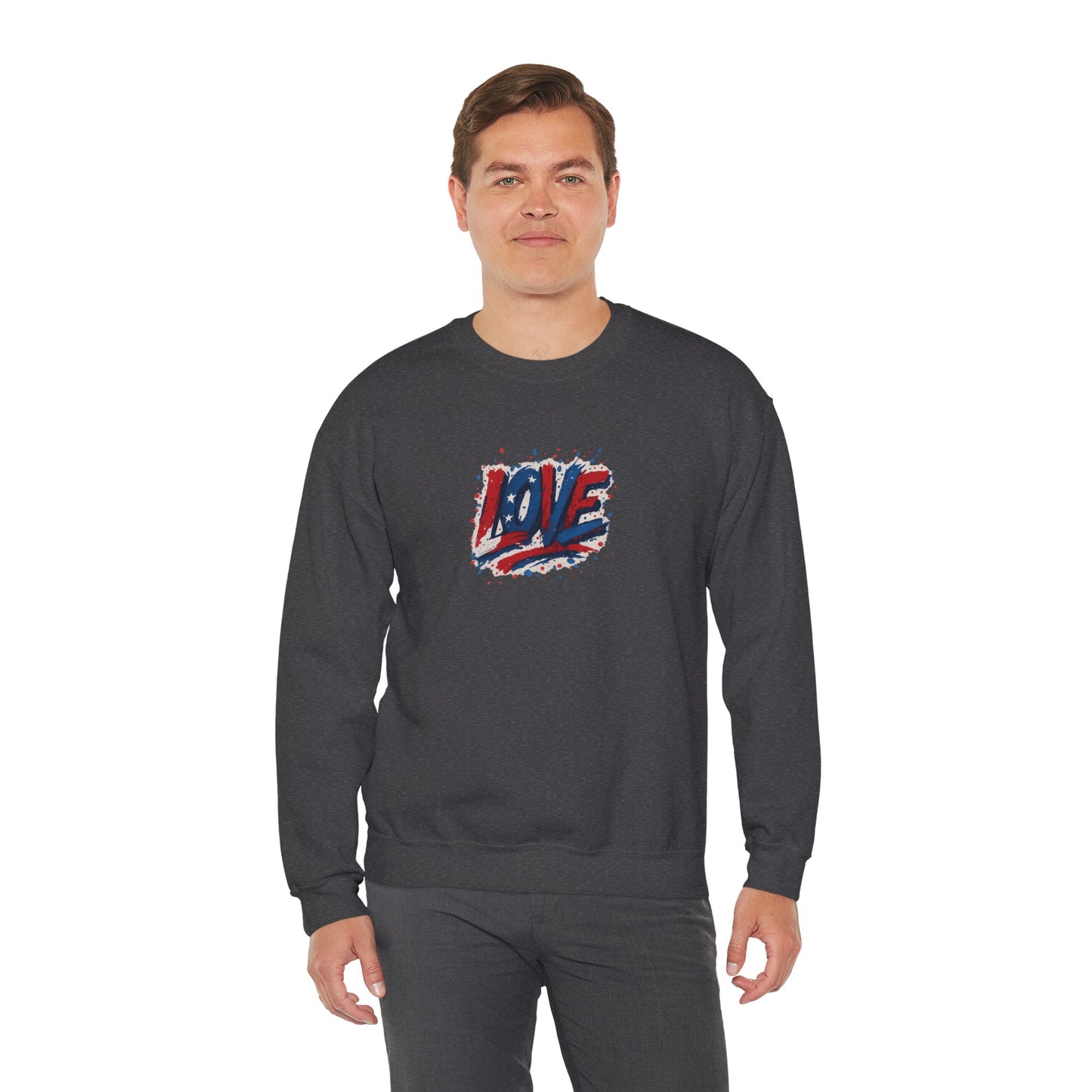 Patriotic Love Sweatshirt | Unisex Crewneck, Cozy Top for Celebrations, Gifts, Independence Day, Casual Style, Everyday Comfort
