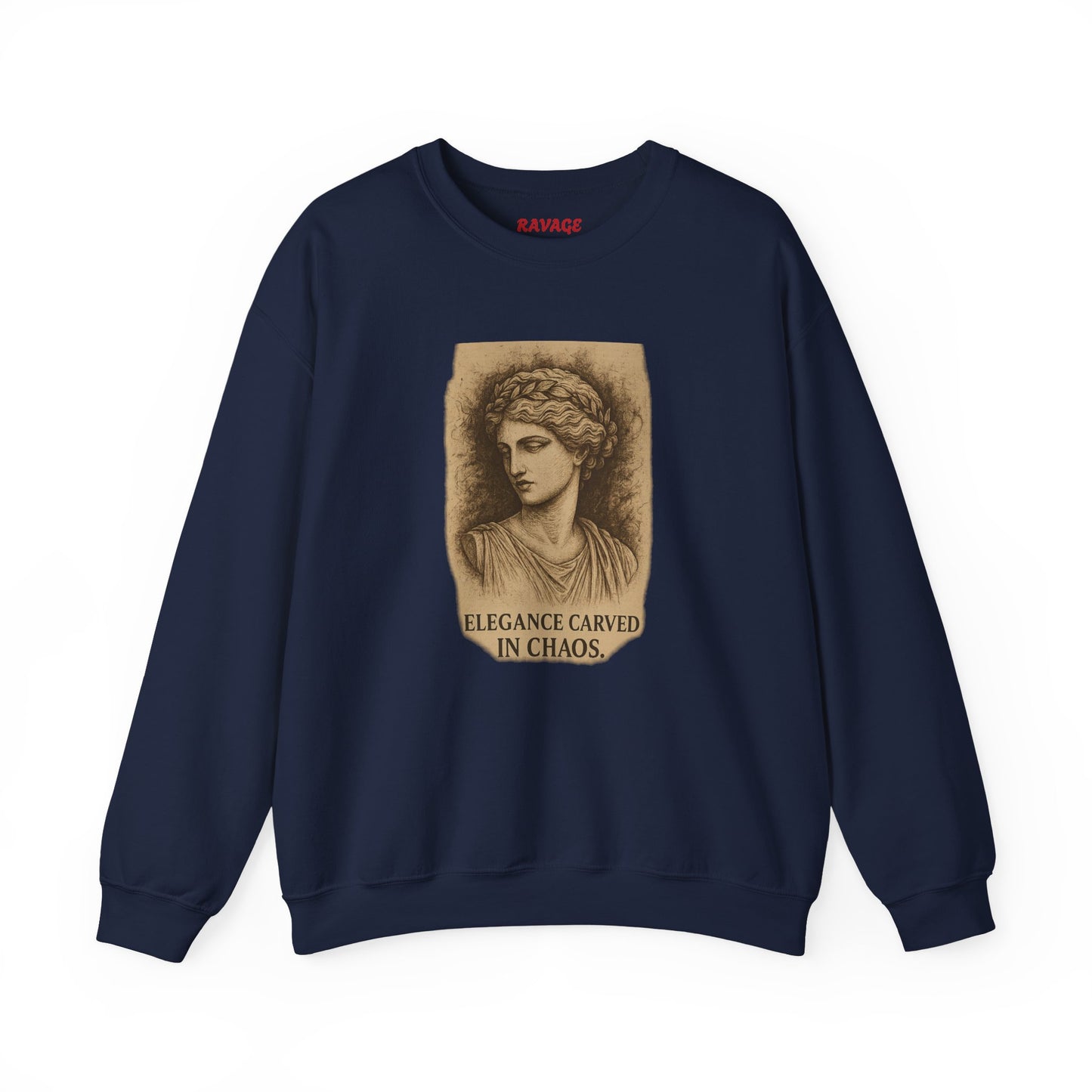 ELEGANCE CARVED IN CHAOS Unisex Crewneck Sweatshirt – Heavy Blend Pullover for Casual Wear | Cozy Streetwear Gift for Her, Feminist Fashion Statement