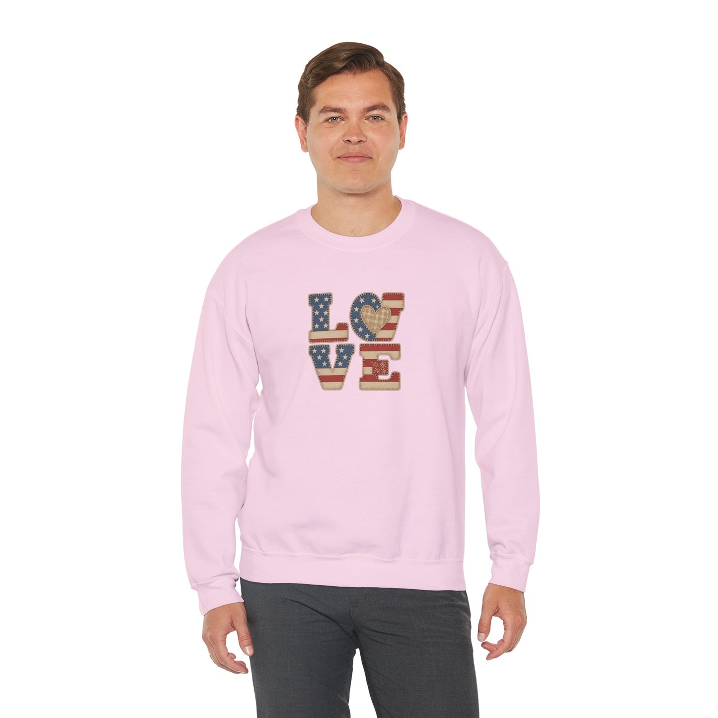 Patriotic Love Sweatshirt | Unisex Crewneck, Cozy Top for Celebrations, Gifts, Independence Day, Casual Style, Everyday Comfort