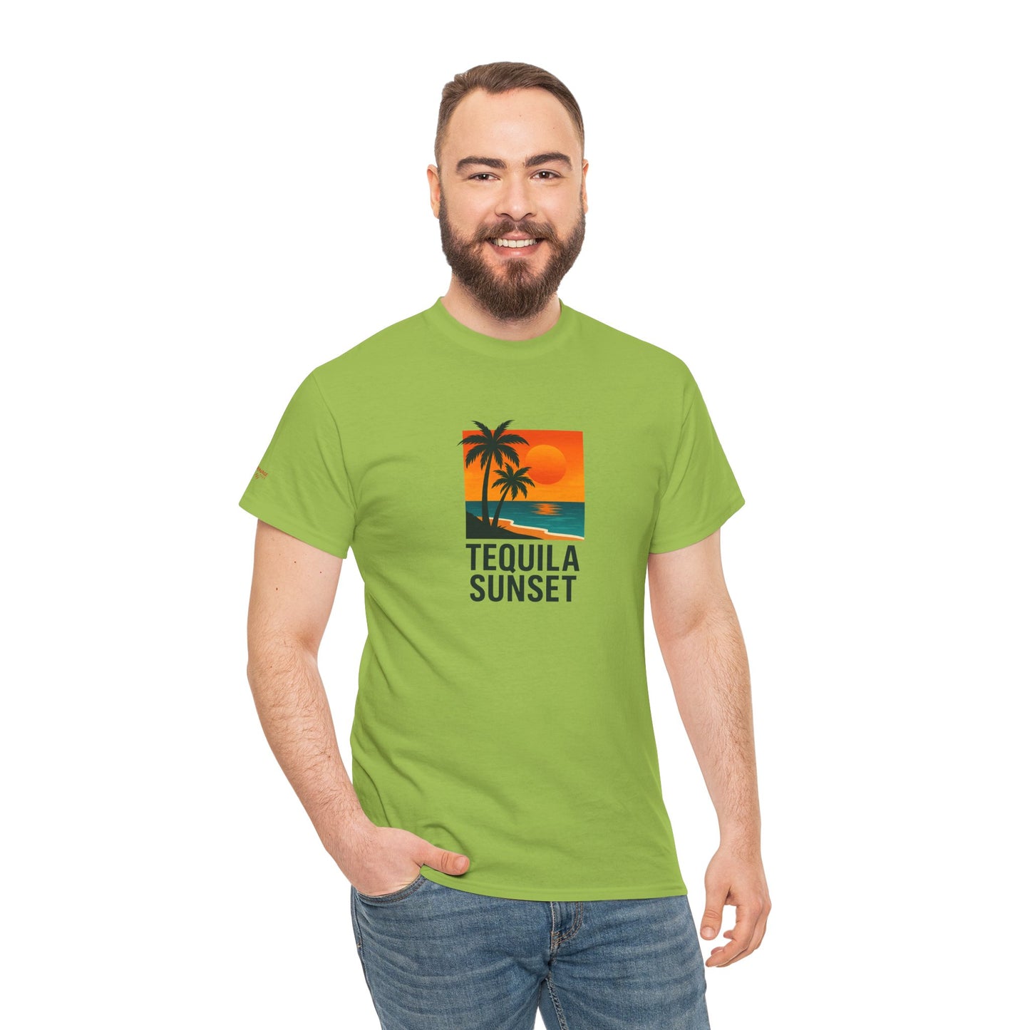 Tequila Sunset Unisex Heavy Cotton Tee | Beachwear, Vacation Shirt, Tropical Vibes