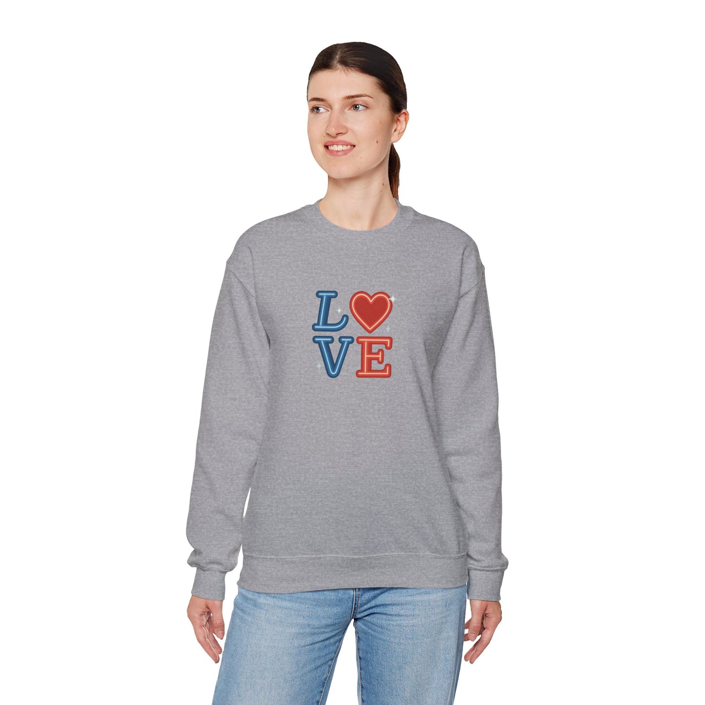 Patriotic Love Sweatshirt | Unisex Crewneck, Cozy Top for Celebrations, Gifts, Independence Day, Casual Style, Everyday Comfort