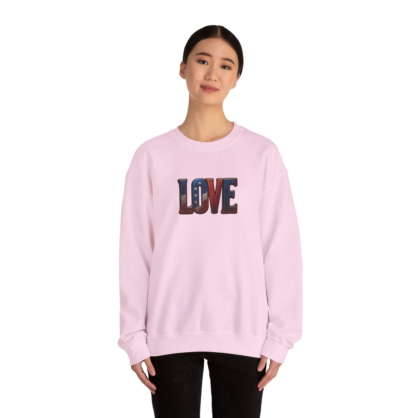 Patriotic Love Sweatshirt | Unisex Crewneck, Cozy Top for Celebrations, Gifts, Independence Day, Casual Style, Everyday Comfort