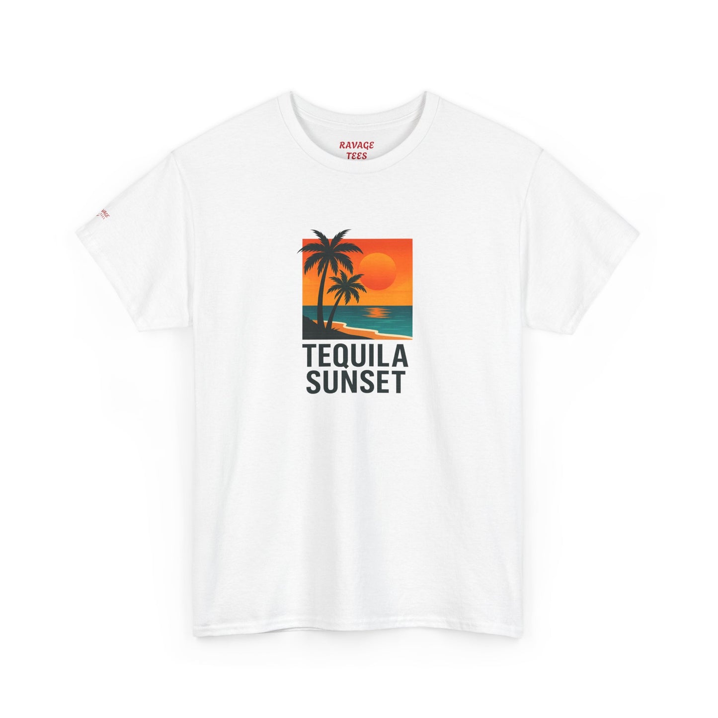 Tequila Sunset Unisex Heavy Cotton Tee | Beachwear, Vacation Shirt, Tropical Vibes