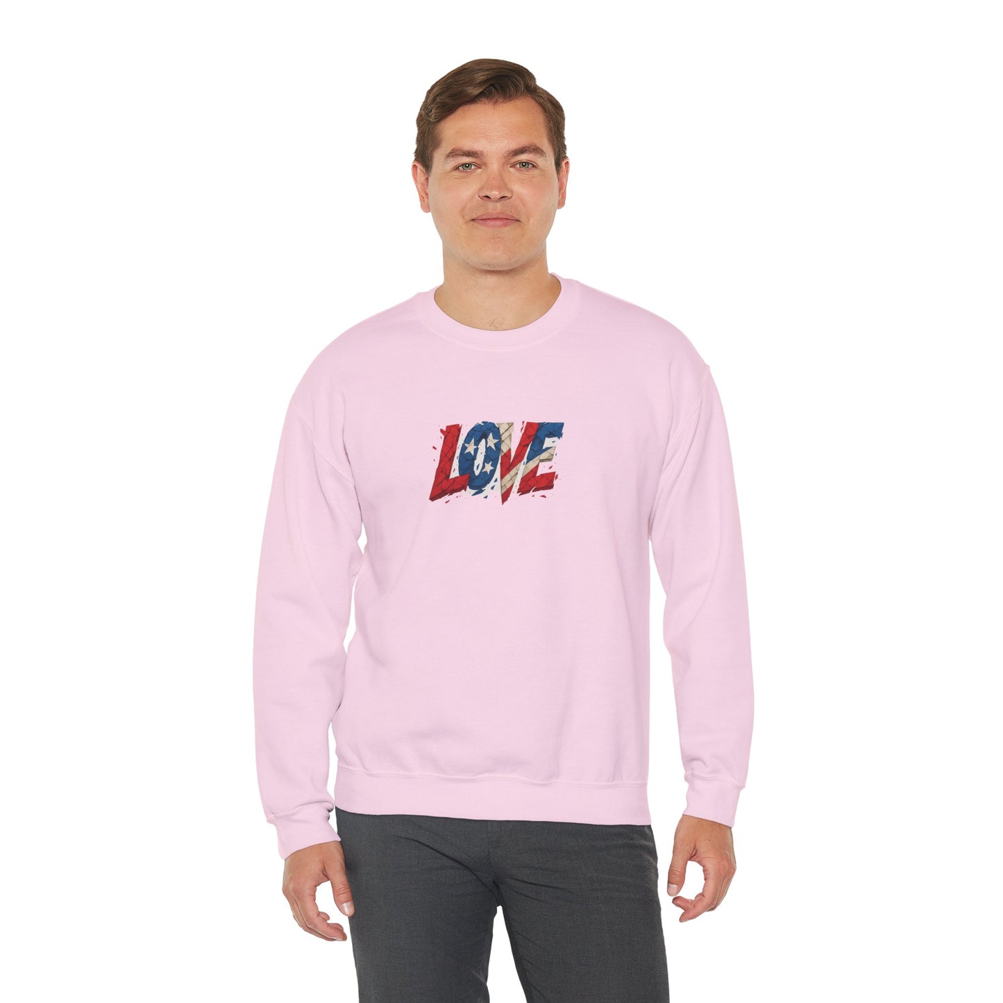 Patriotic Love Sweatshirt | Unisex Crewneck, Cozy Top for Celebrations, Gifts, Independence Day, Casual Style, Everyday Comfort