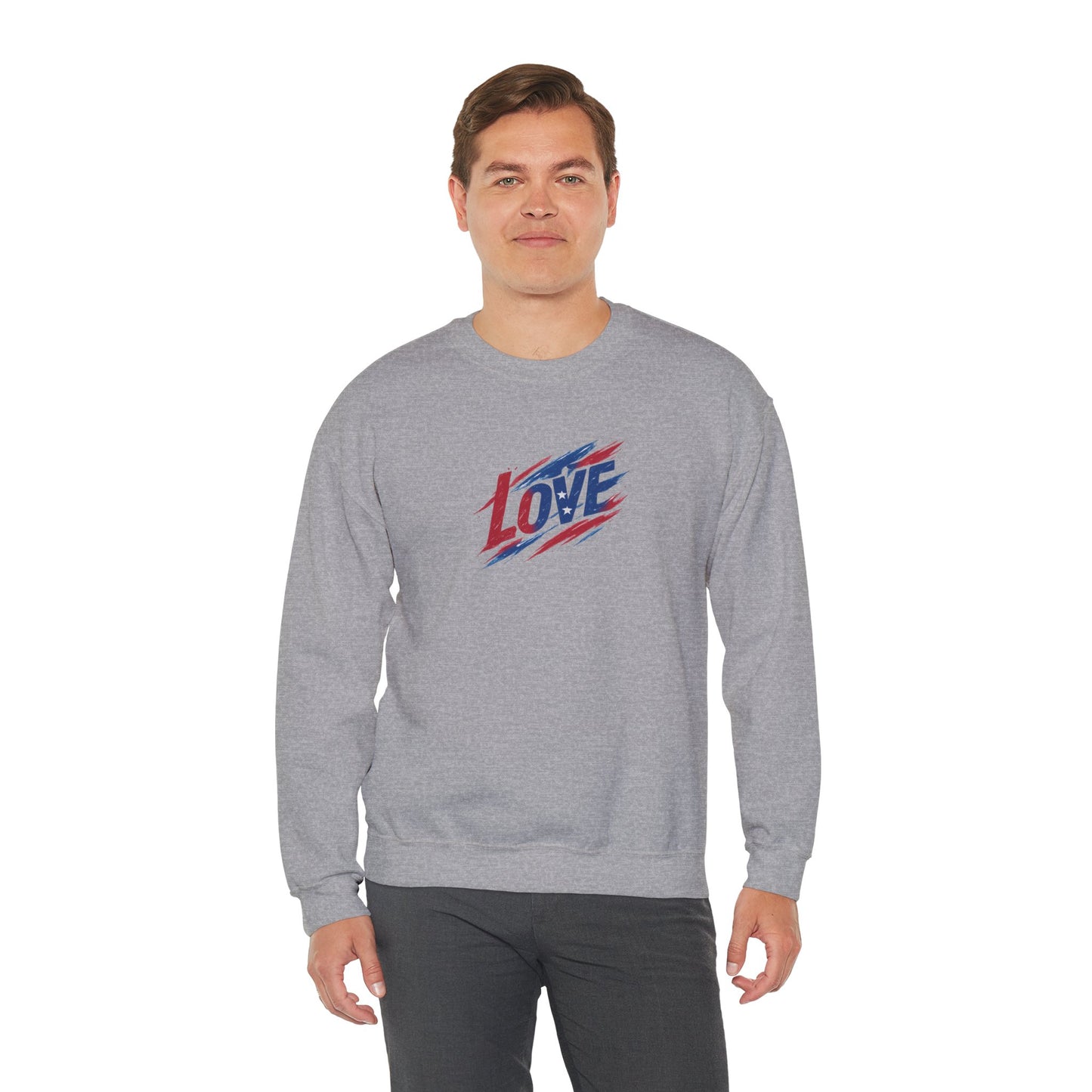 Patriotic Love Sweatshirt | Unisex Crewneck, Cozy Top for Celebrations, Gifts, Independence Day, Casual Style, Everyday Comfort