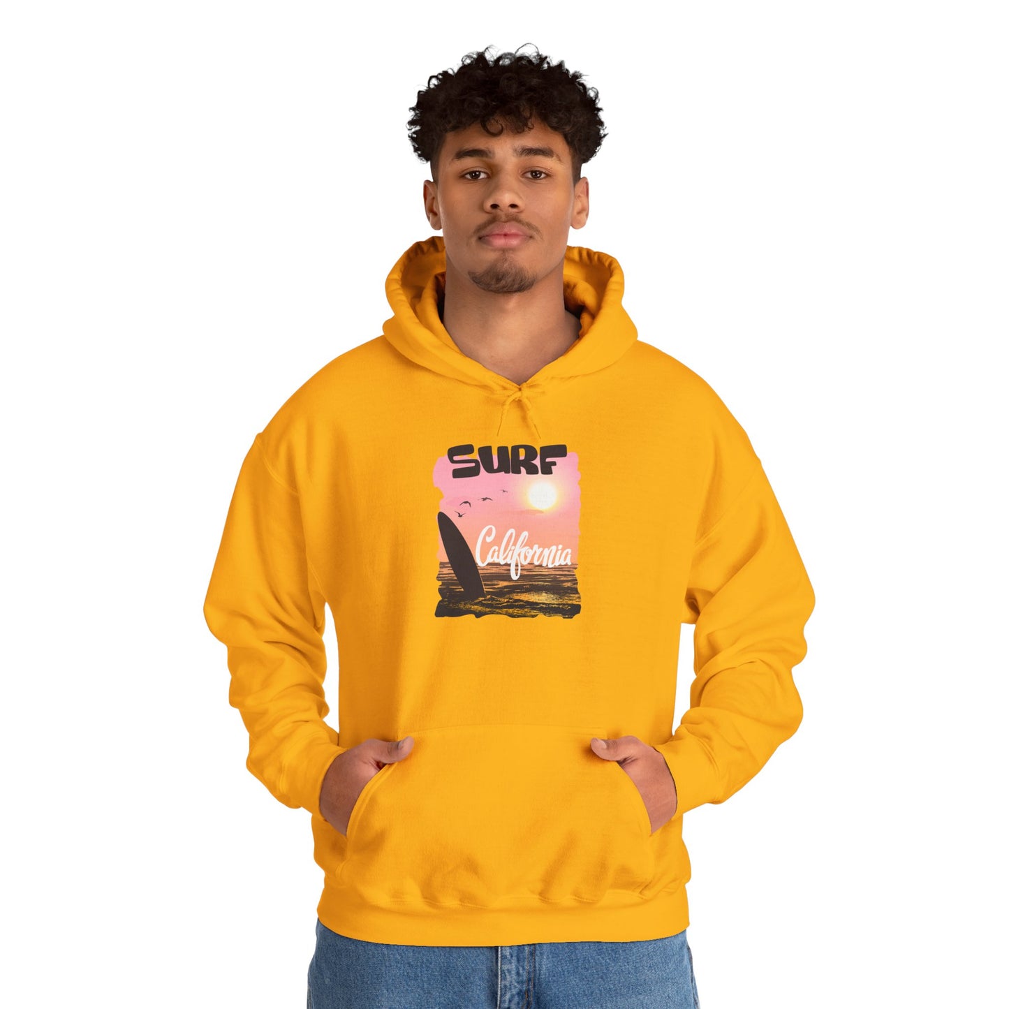 Surf California Hoodie – Relaxed Vibe for Beach Lovers, Perfect for Summer, Gift for Surfers, Comfortable Surfing Apparel, Unisex Sweatshirt