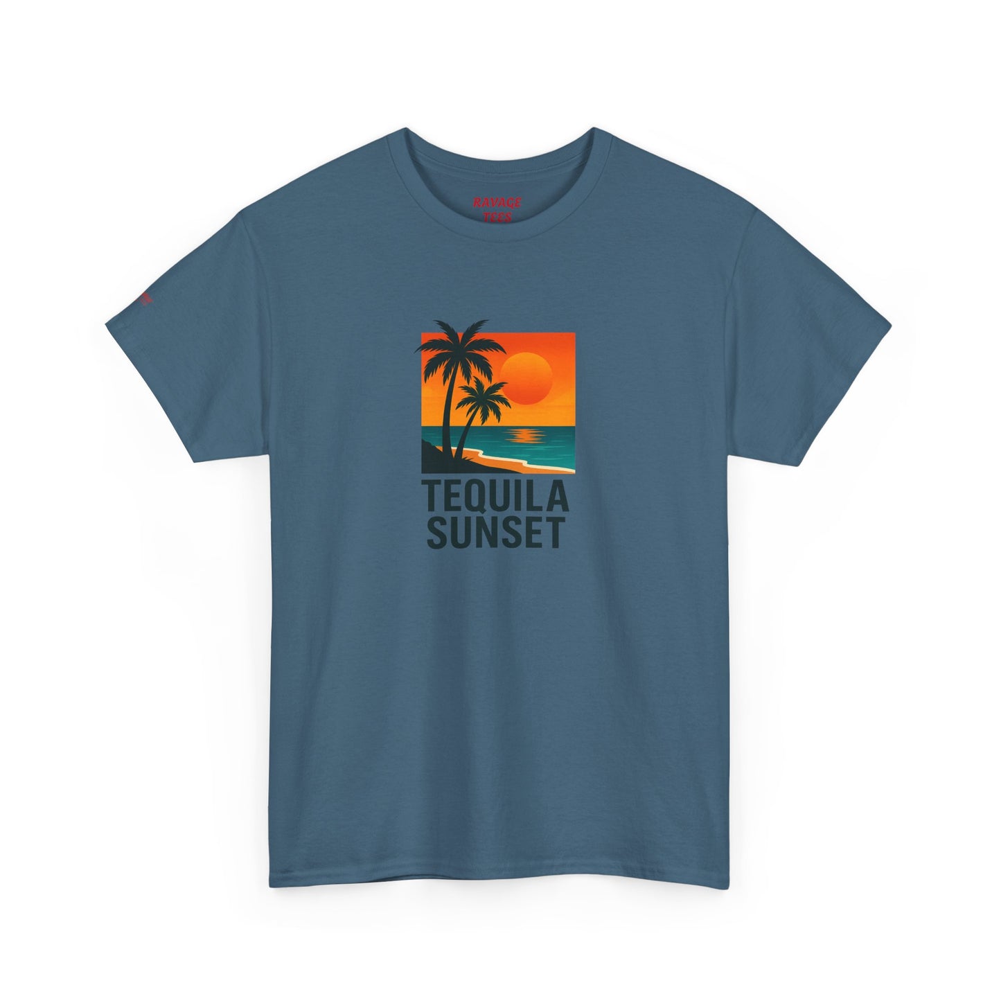 Tequila Sunset Unisex Heavy Cotton Tee | Beachwear, Vacation Shirt, Tropical Vibes